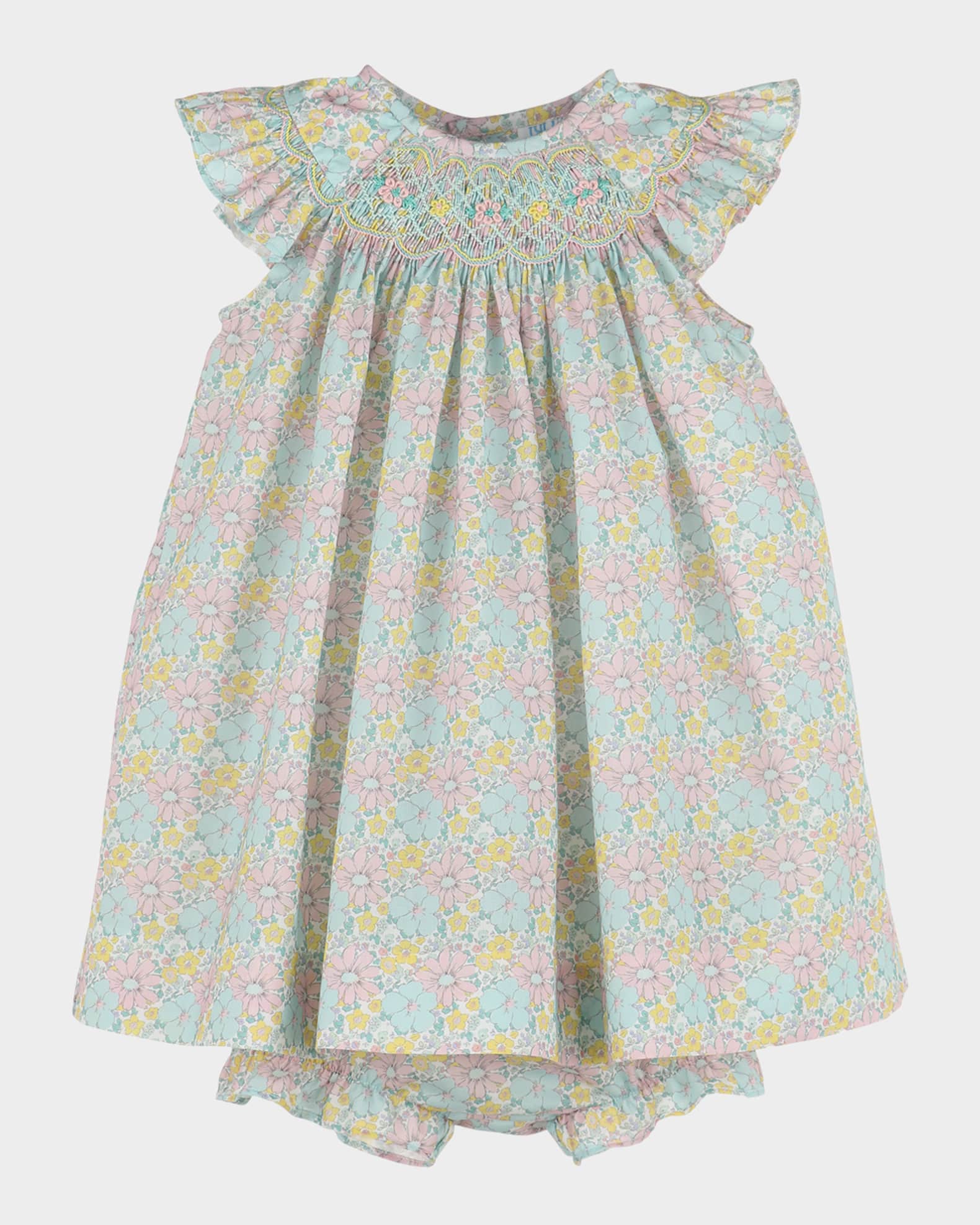 Girl's Floral Festival Smock Bishop Dress, Size 3M-12M 0