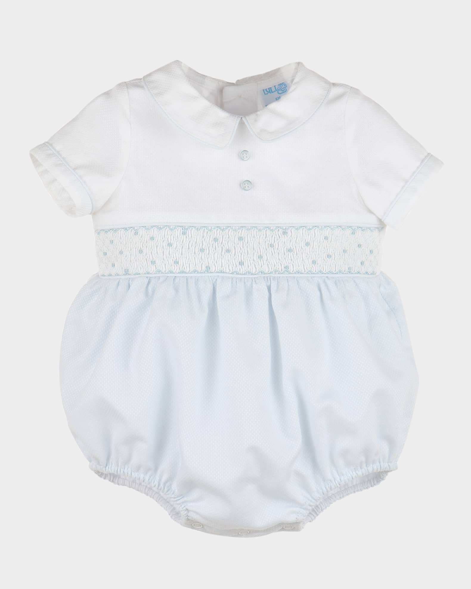 Boy's Smocked Bubble Romper, Size Newborn-9M 0
