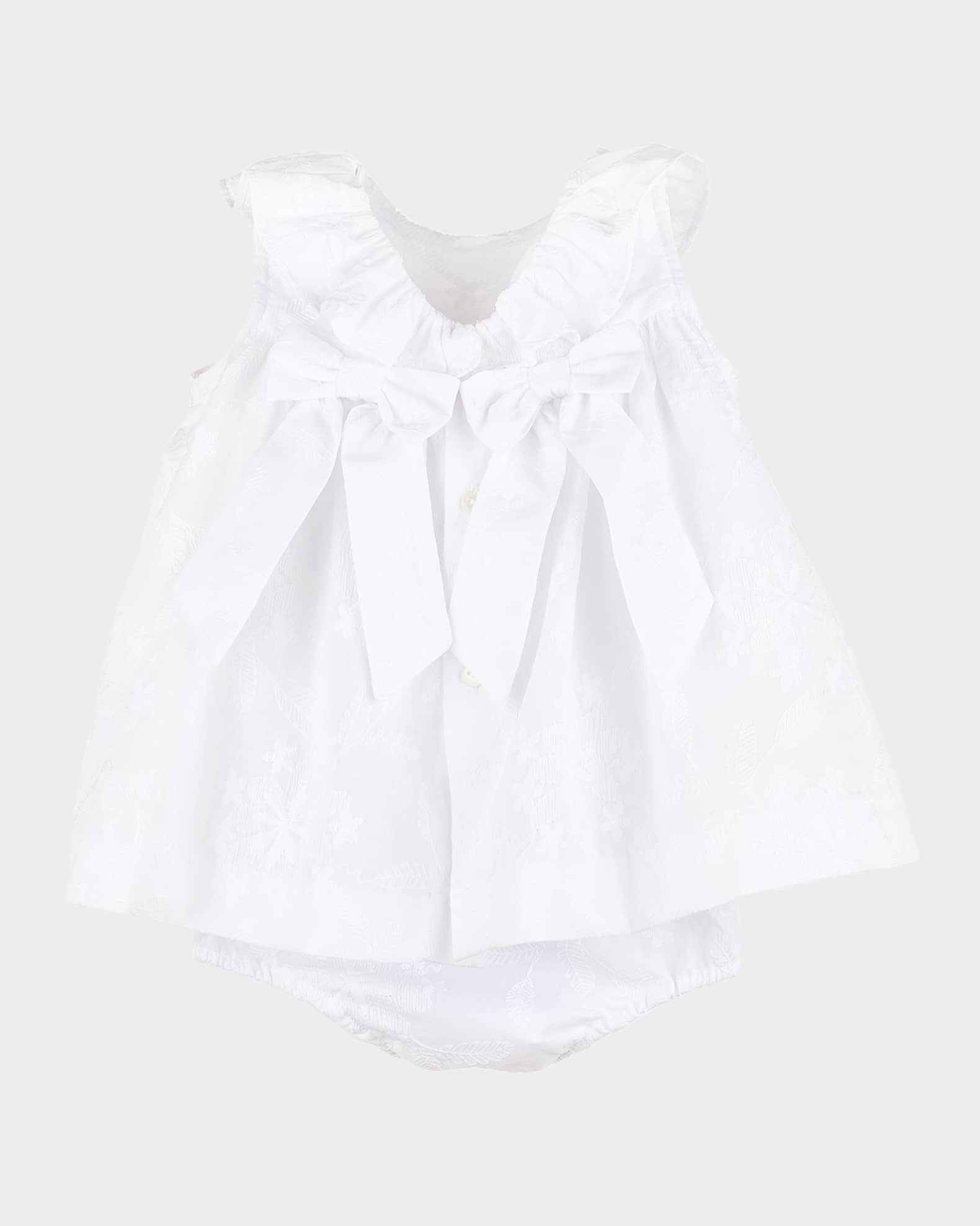 Girl's Ruffle Collar Floral Embroidered Dress, Size 6M-3 1