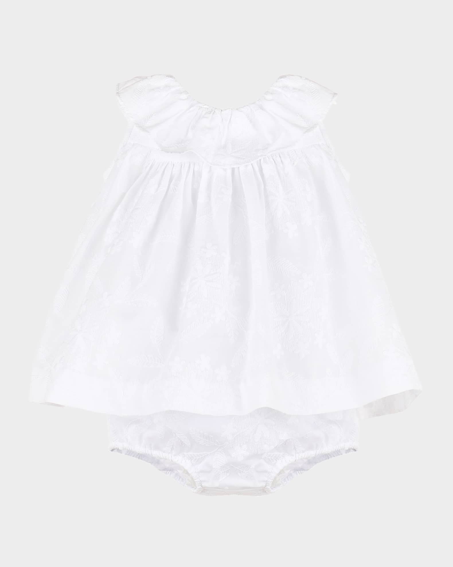 Girl's Ruffle Collar Floral Embroidered Dress, Size 6M-3 0
