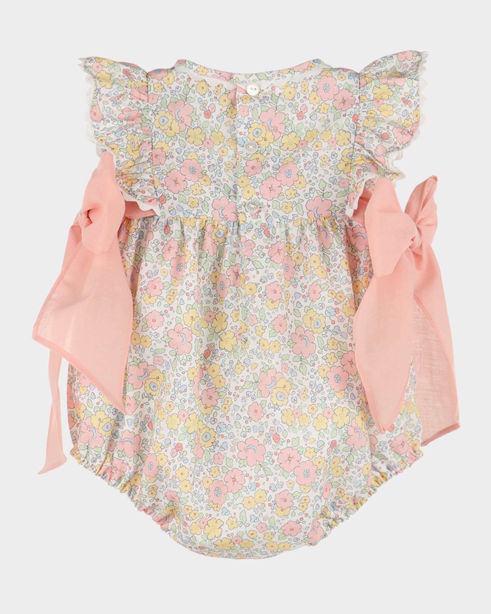 Girl's Floral-Print Bubble Romper W/ Bows, Size 6M-24M 1
