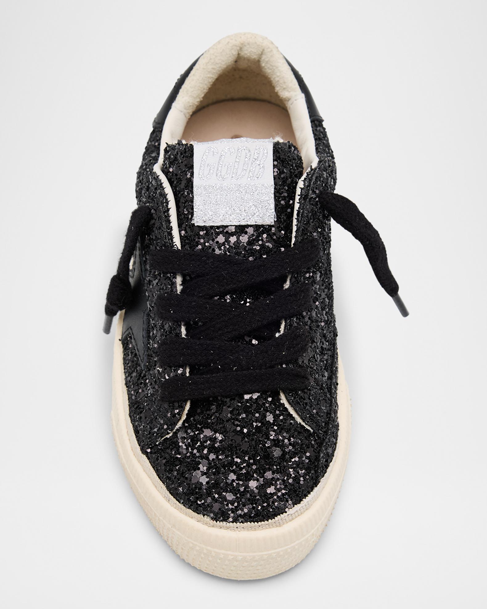 Girl's May Black Glitter Low-Top Sneakers | Neiman Marcus