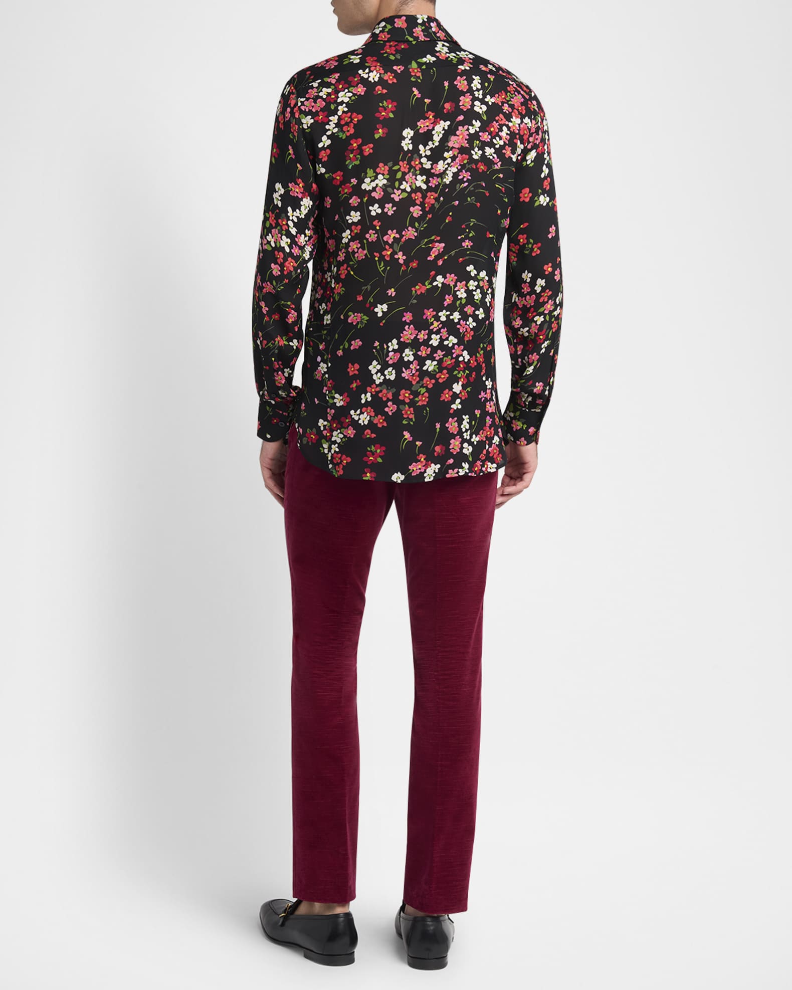 TOM FORD Men's Double Georgette Floral Slim-Fit Silk Dress