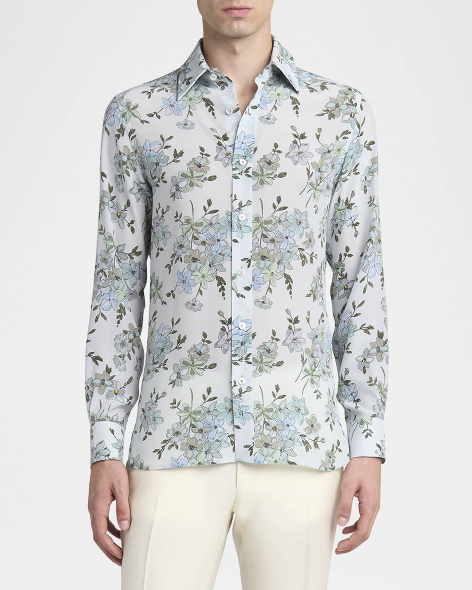 Men's St Tropez Silk Floral Sport Shirt 1