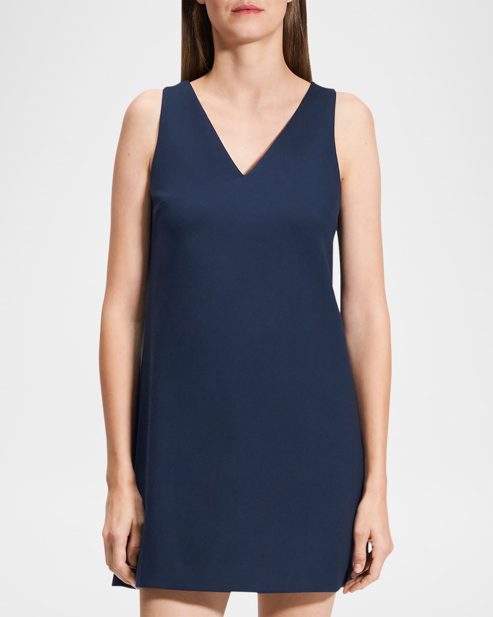 Ponte V Neck Mini Shift Dress