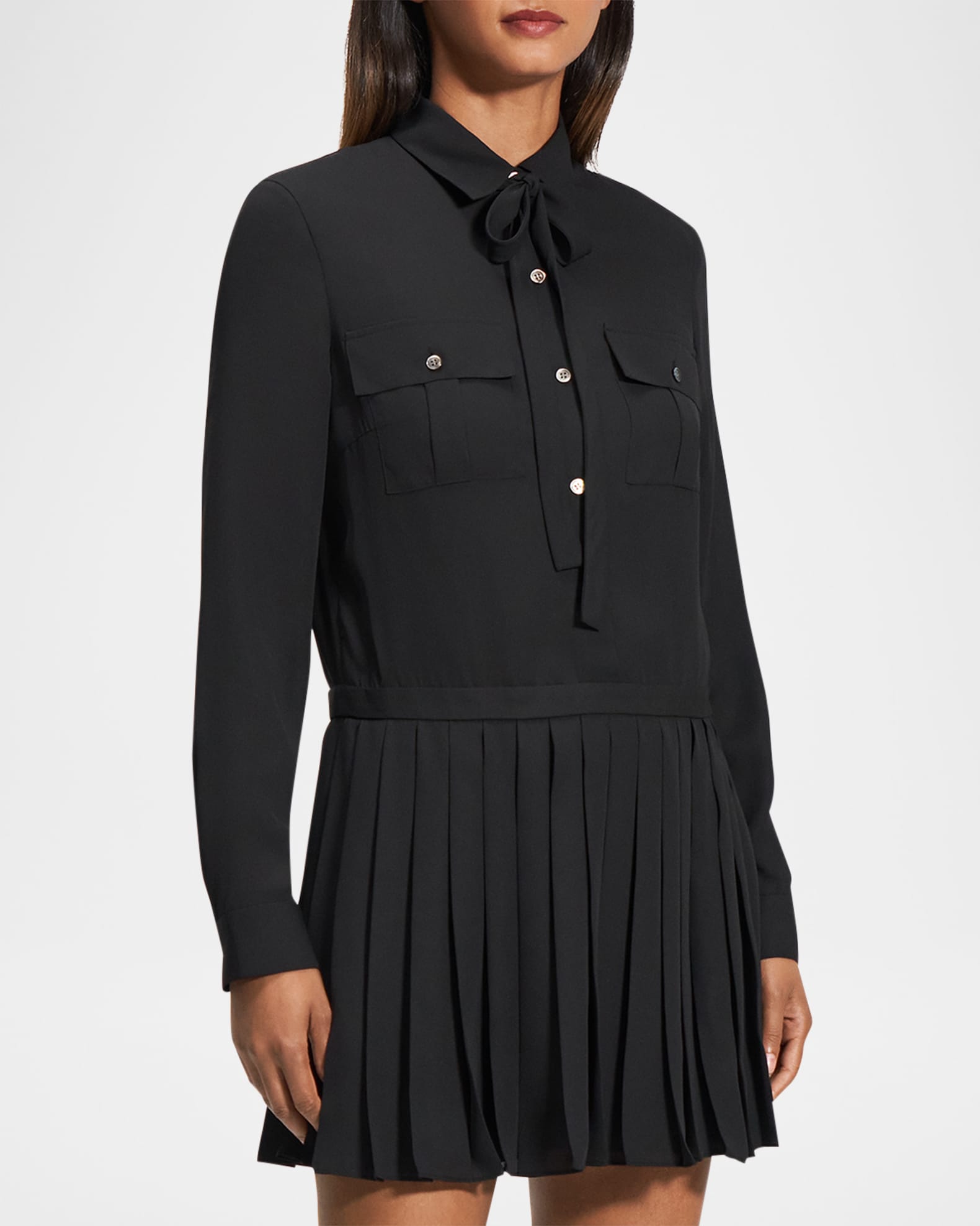 Pleated Mini Shirtdress
