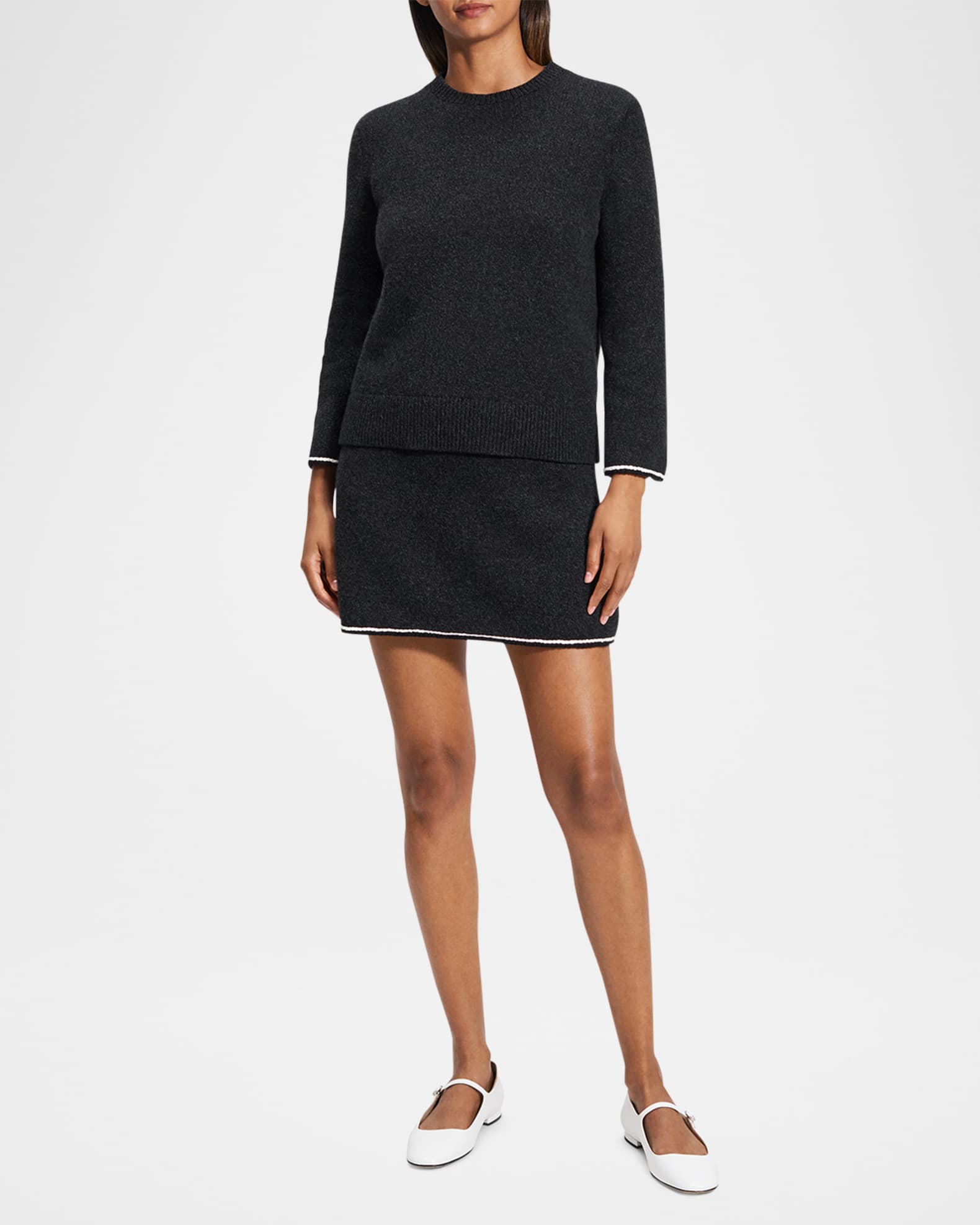 Stitched Wool-Cashmere Crewneck Sweater 1