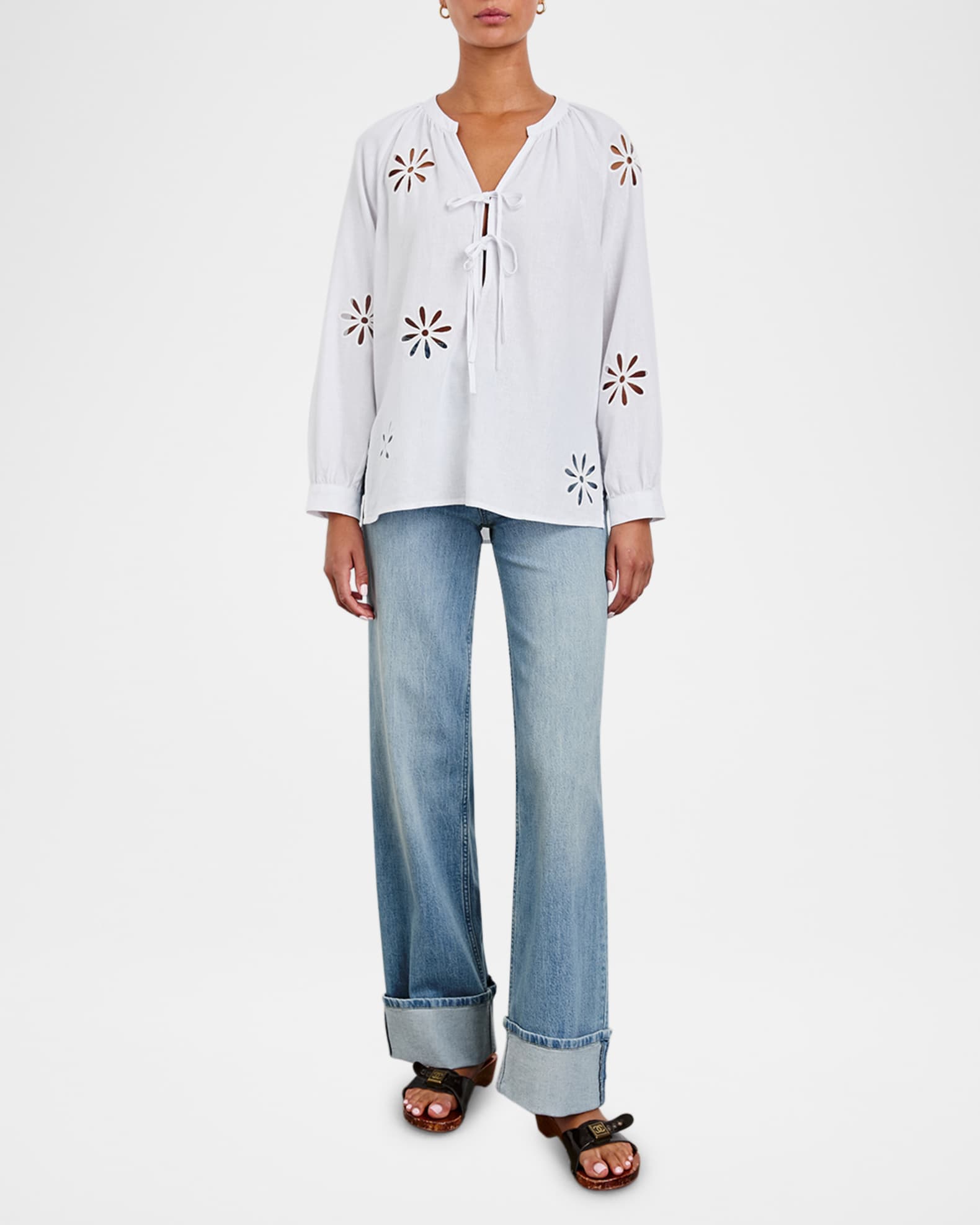 Brielle Eyelet Linen Blouse - Thumbnail 2