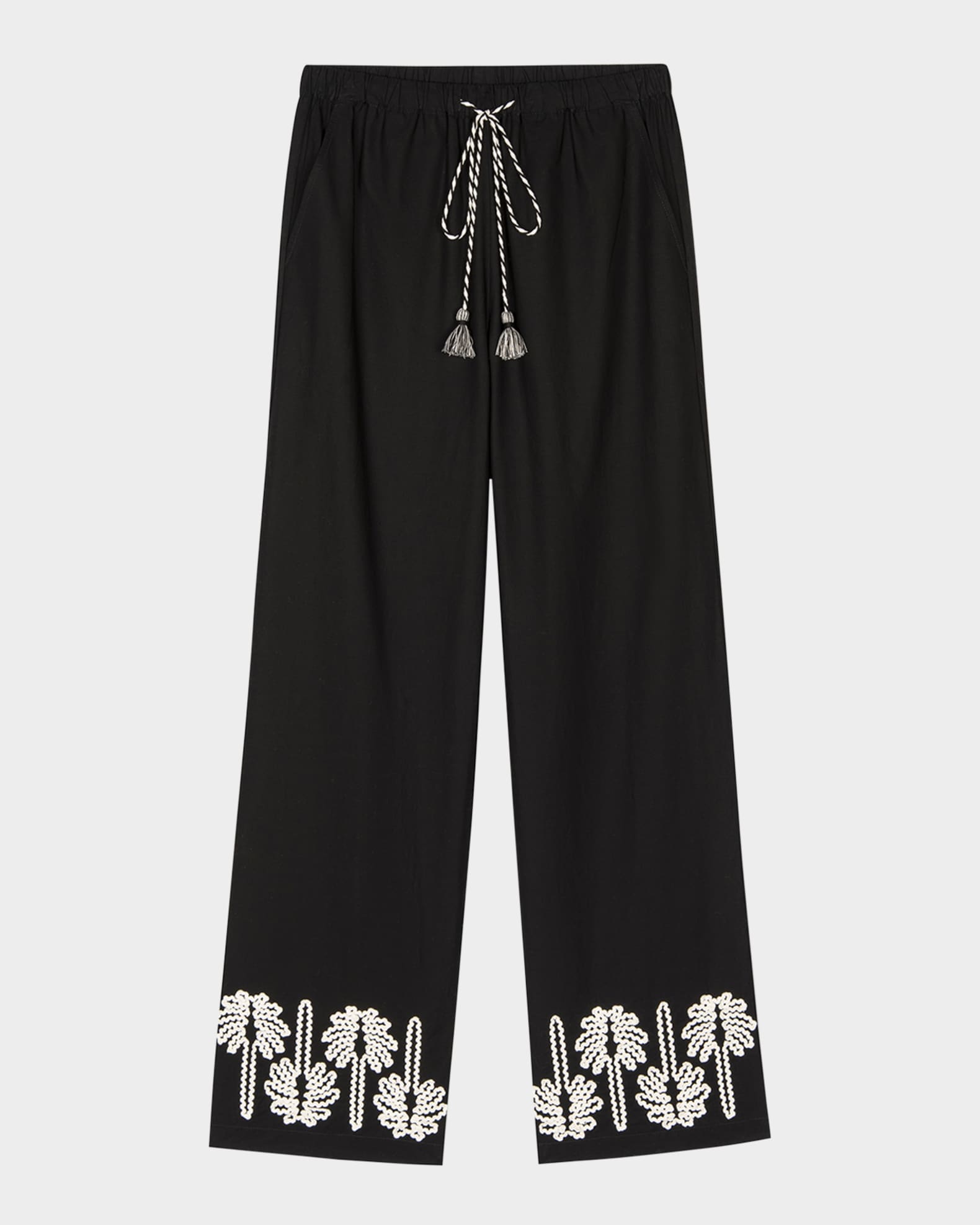 Emmie Palm Tree Embroidered Pants  0