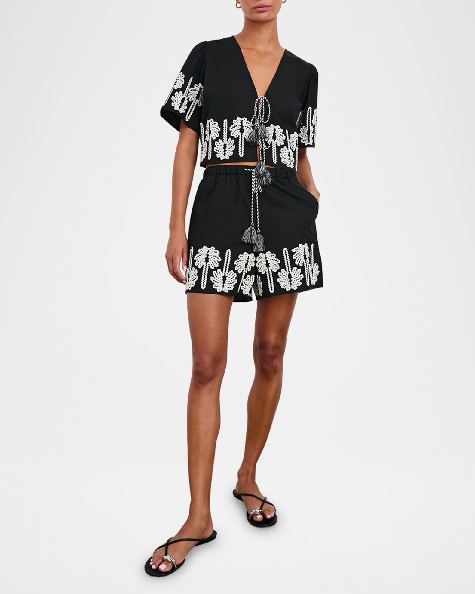 Pari Palm Tree Embroidered Crop Top 1