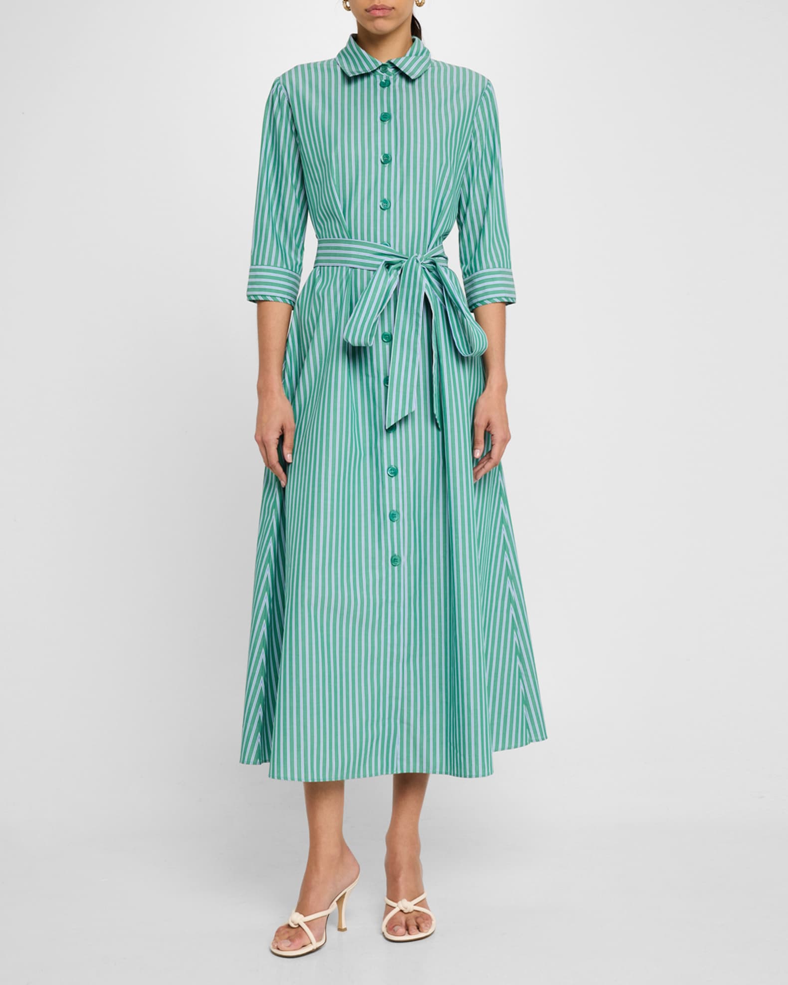 Valerie Striped Cotton Midi Shirtdress 1