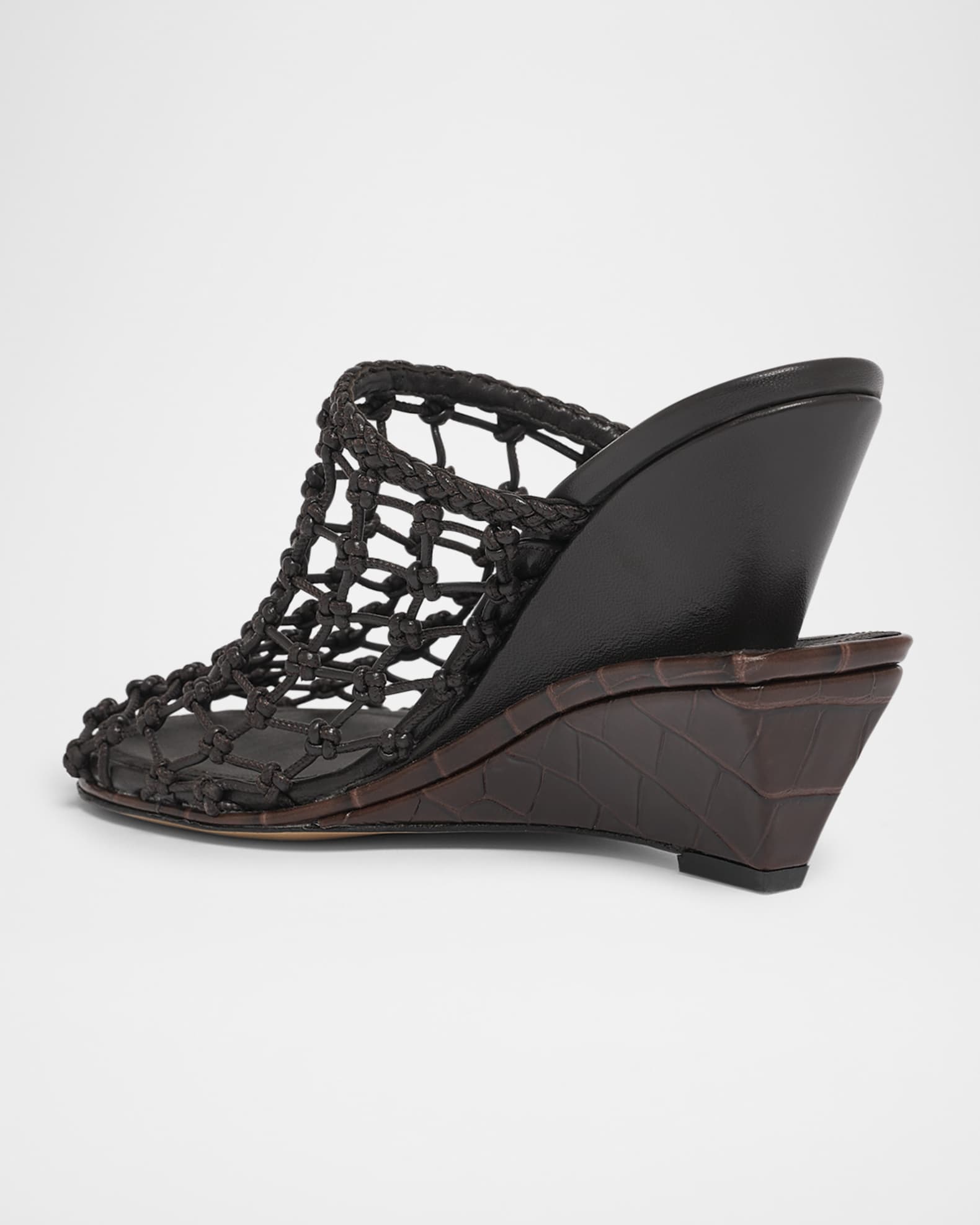 Jacquemus Les Doubles Tresses Croc-Embossed Wedge Mules