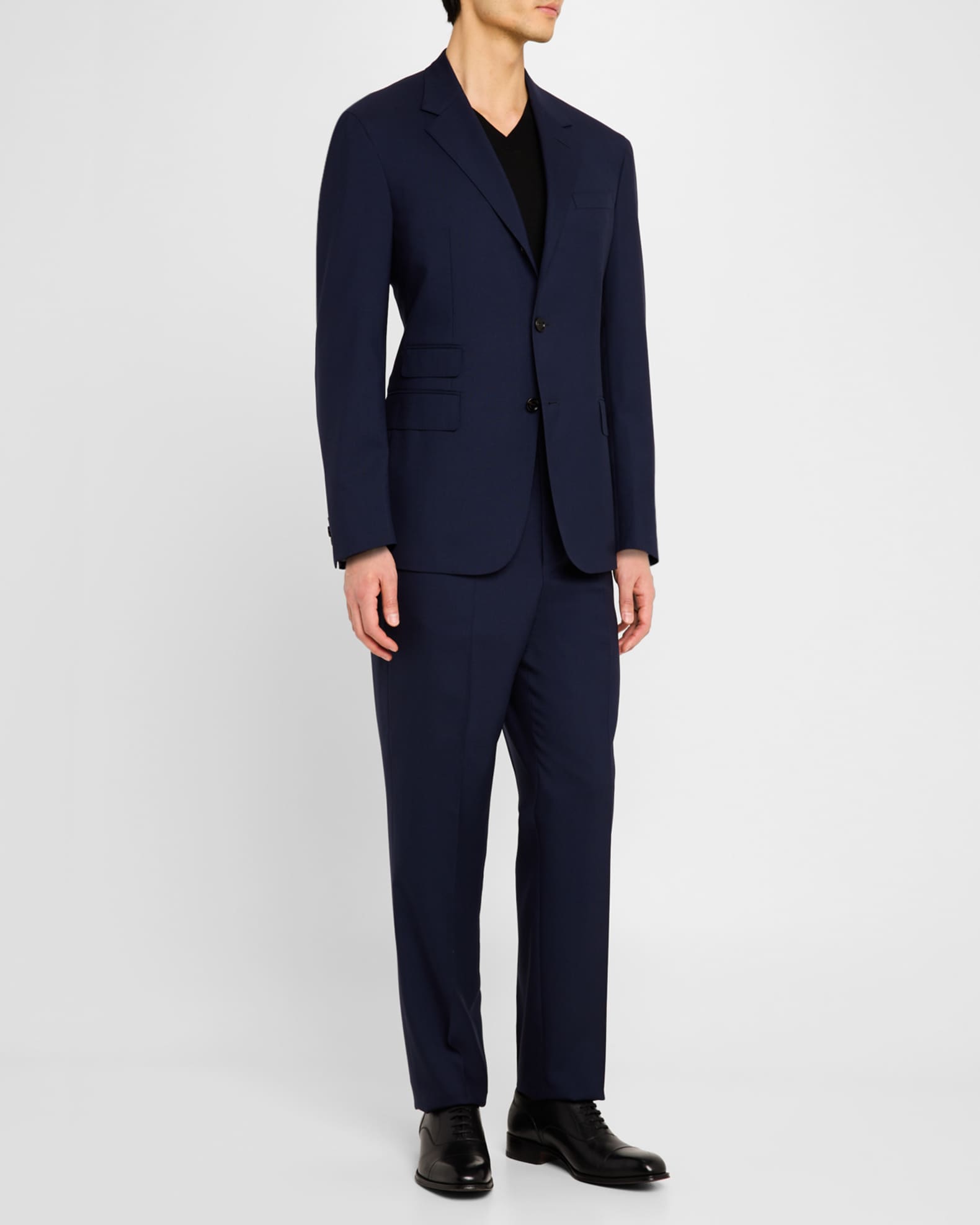 Men's Wool Flat-Front Trousers 1