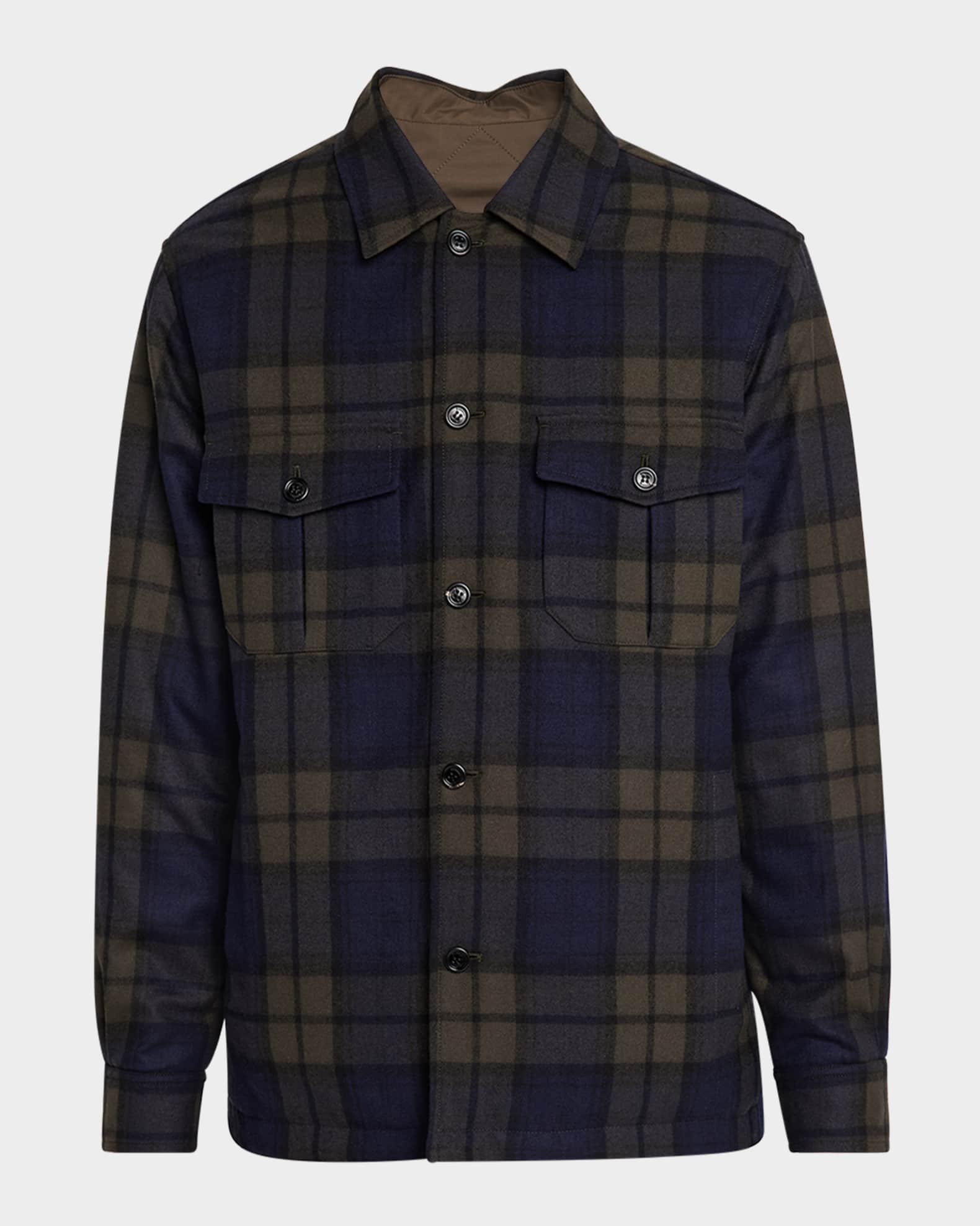 Men's Reversible Plaid Overshirt  0