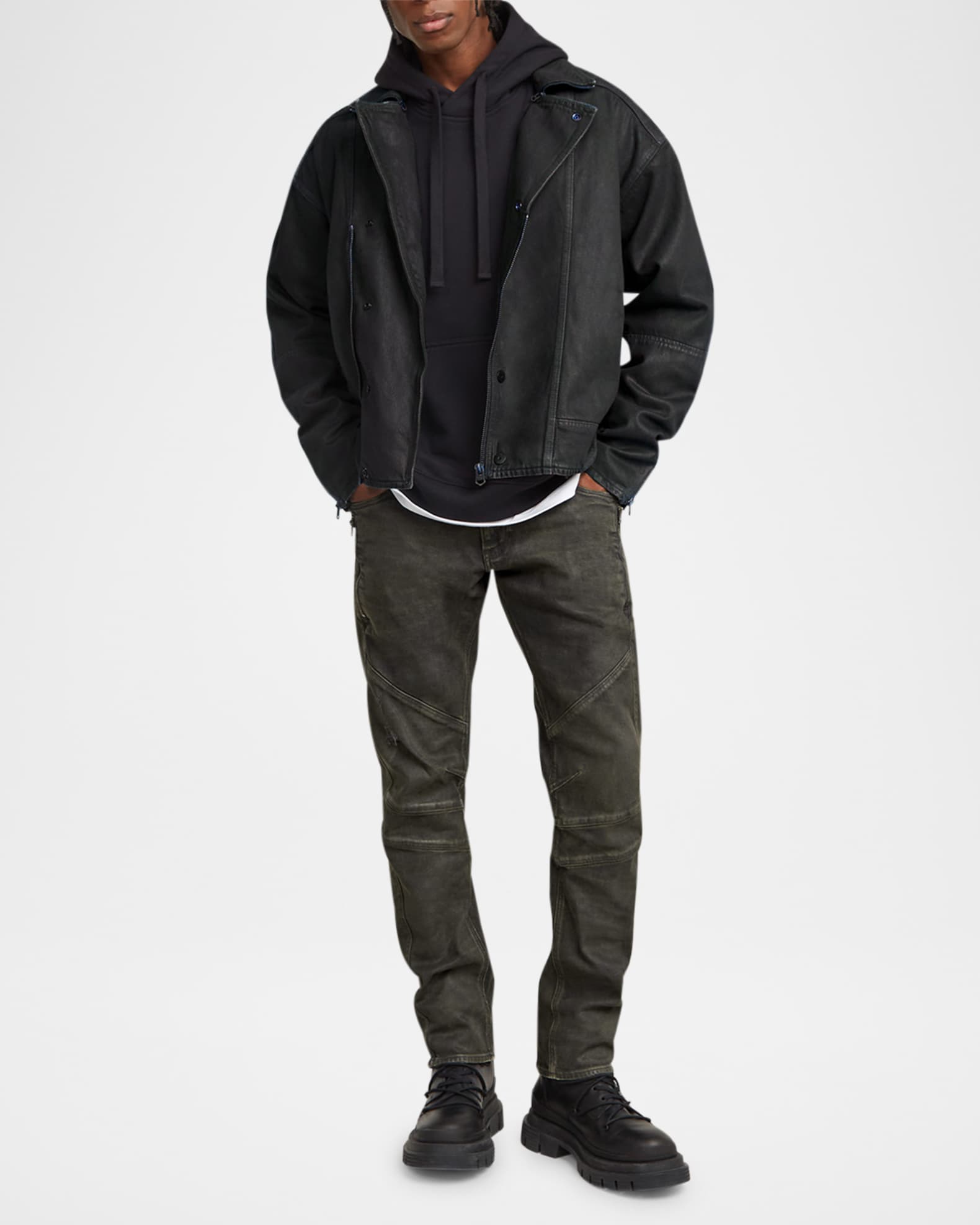 Men's Moto Cross 3D Zip Slim Jeans 1
