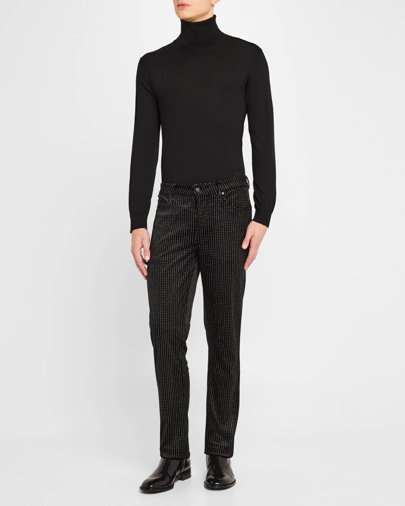 Men's Brando Black and Silver Denim Skinny Jeans 1