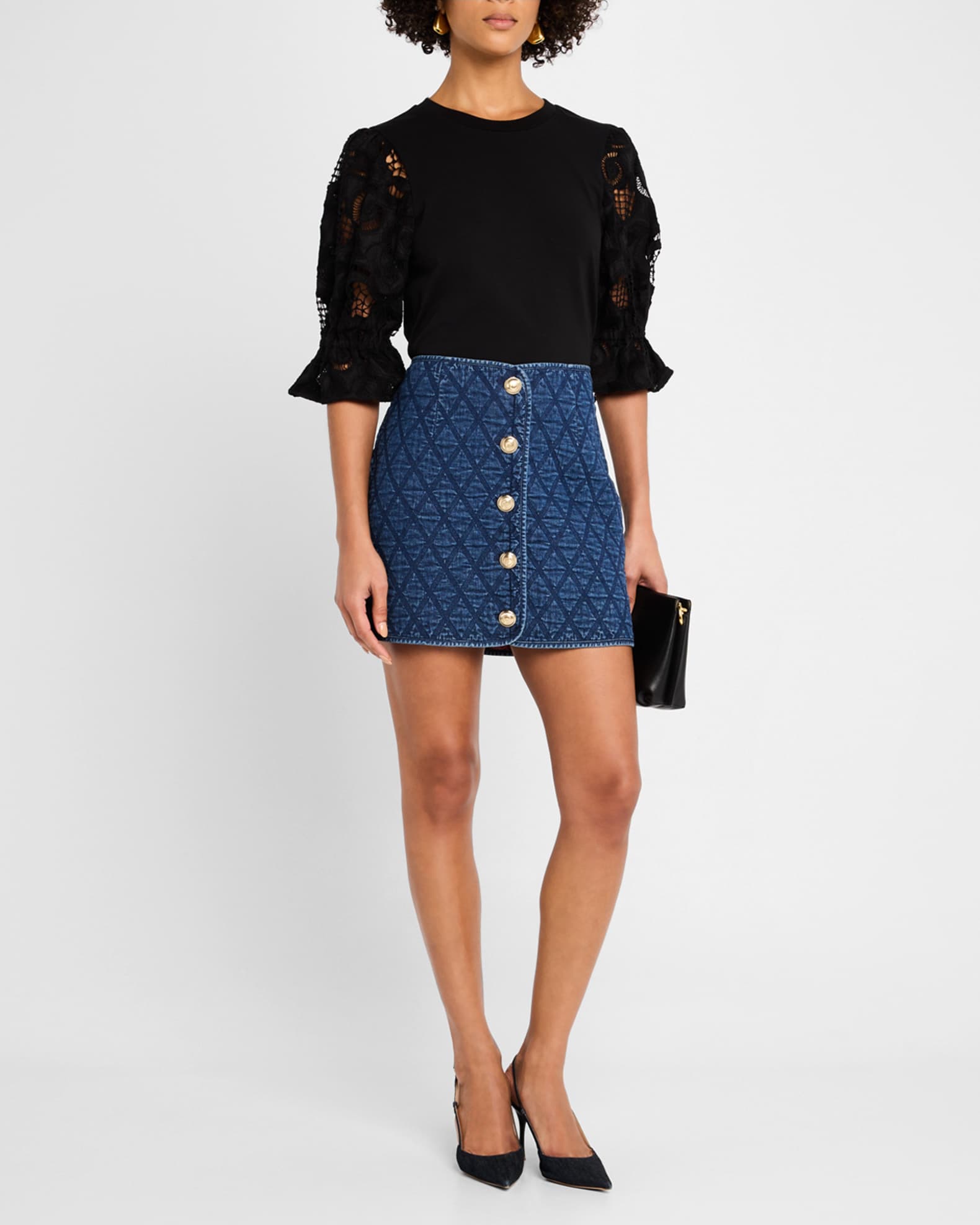 Carmine Embroidered Puff-Sleeve Top 1