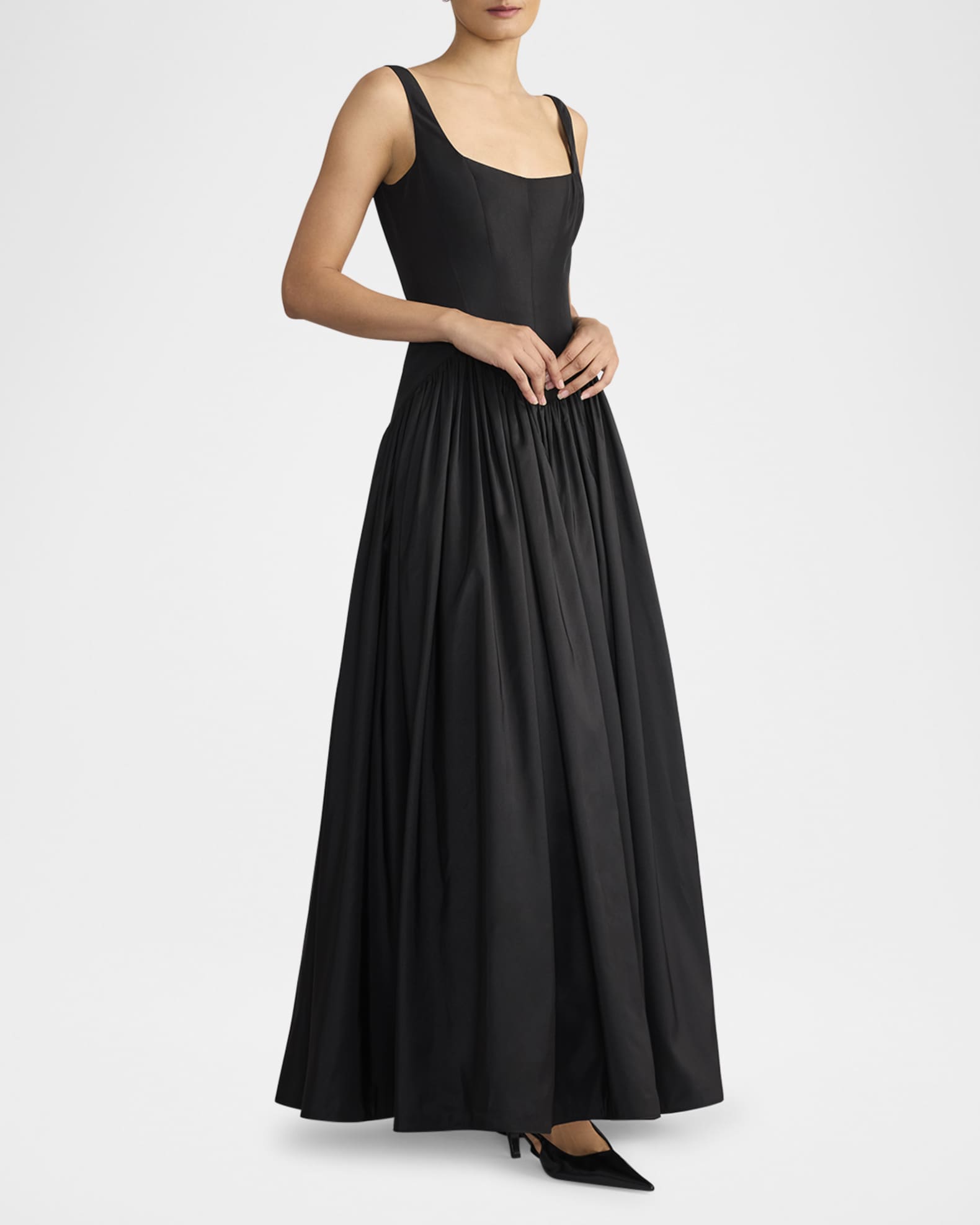Drop Waist Taffeta Bustier Gown