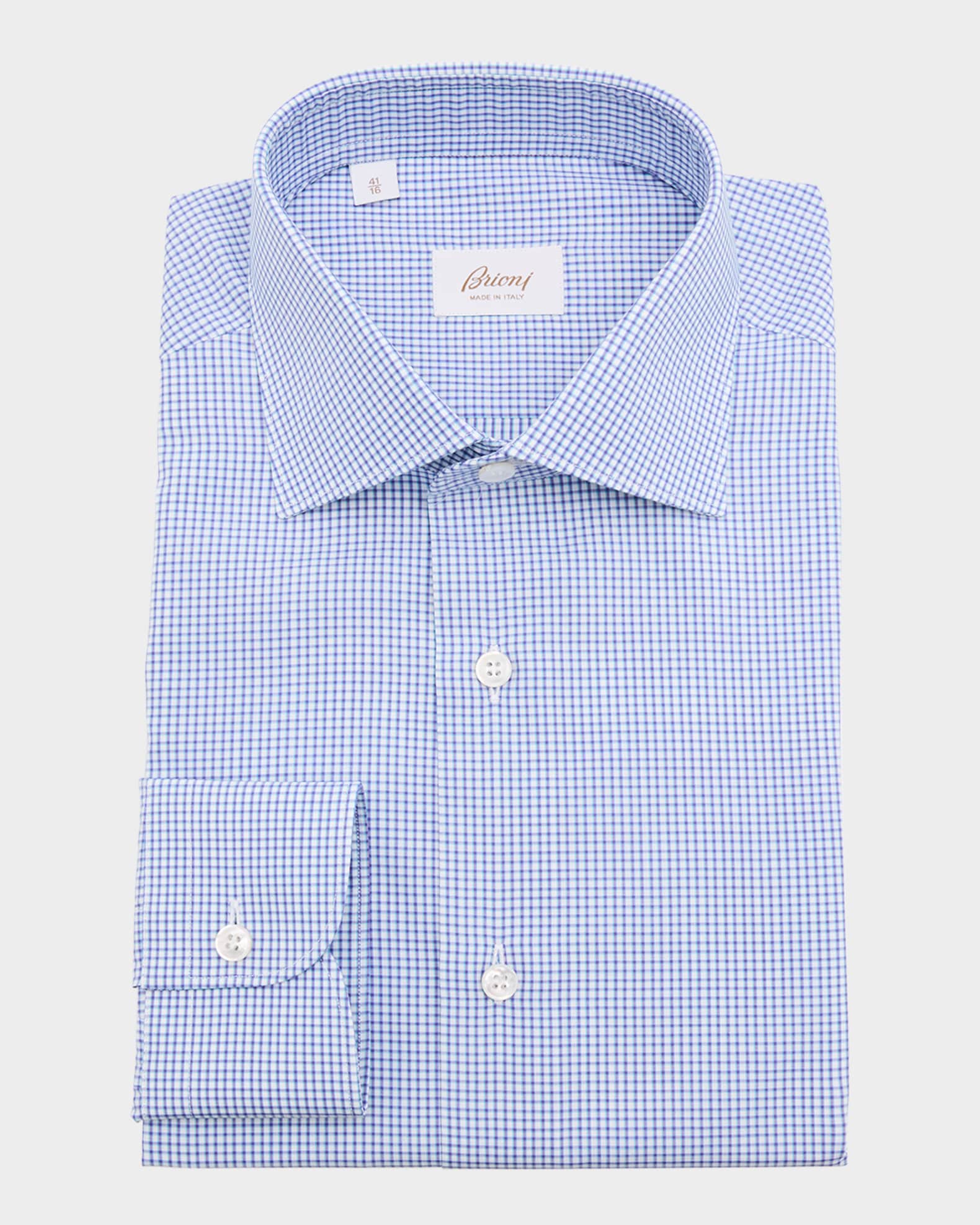 Men's Cotton Grid Check Dress Shirt 0