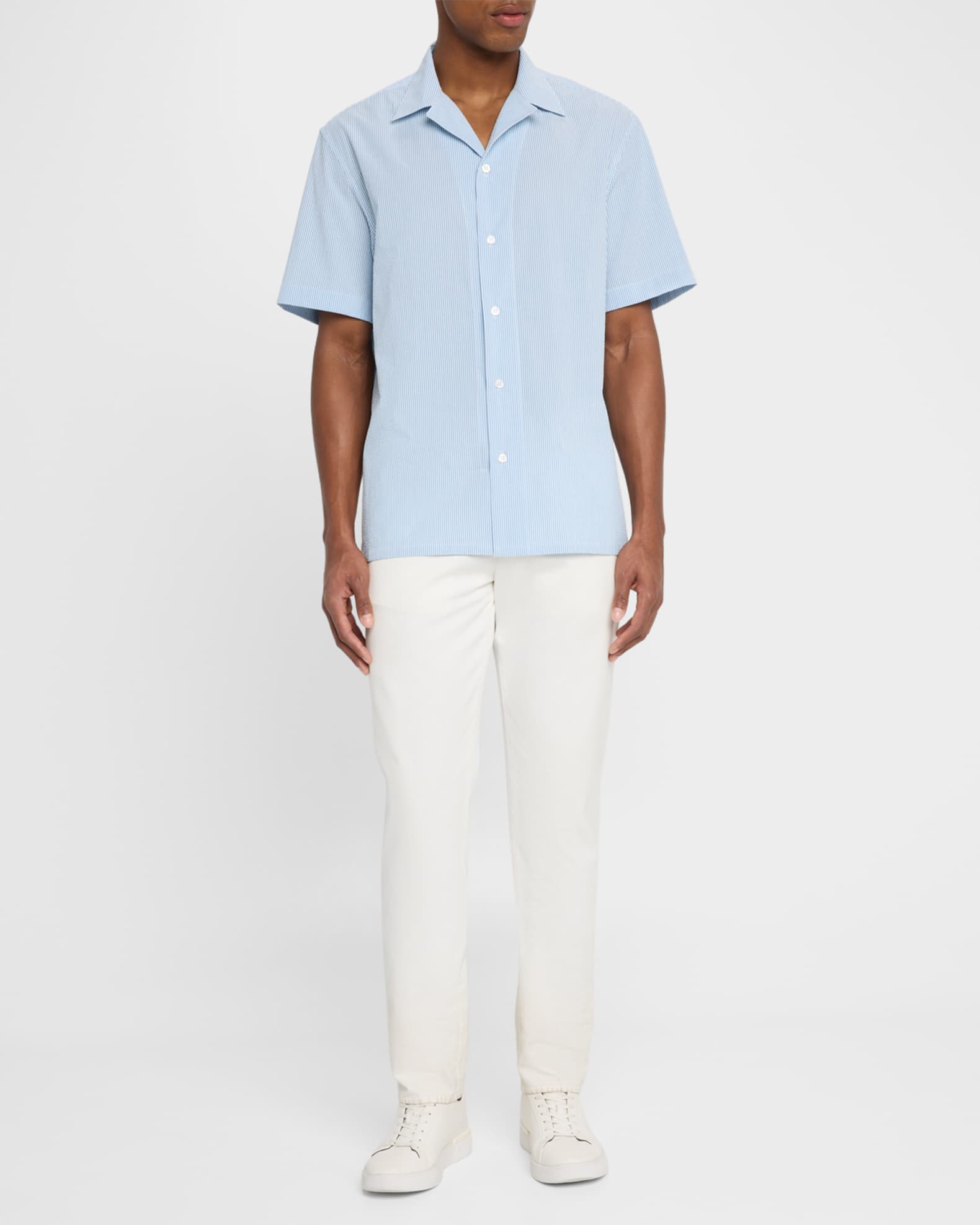 Men's Stripe Cotton Seersucker Short-Sleeve Shirt 1