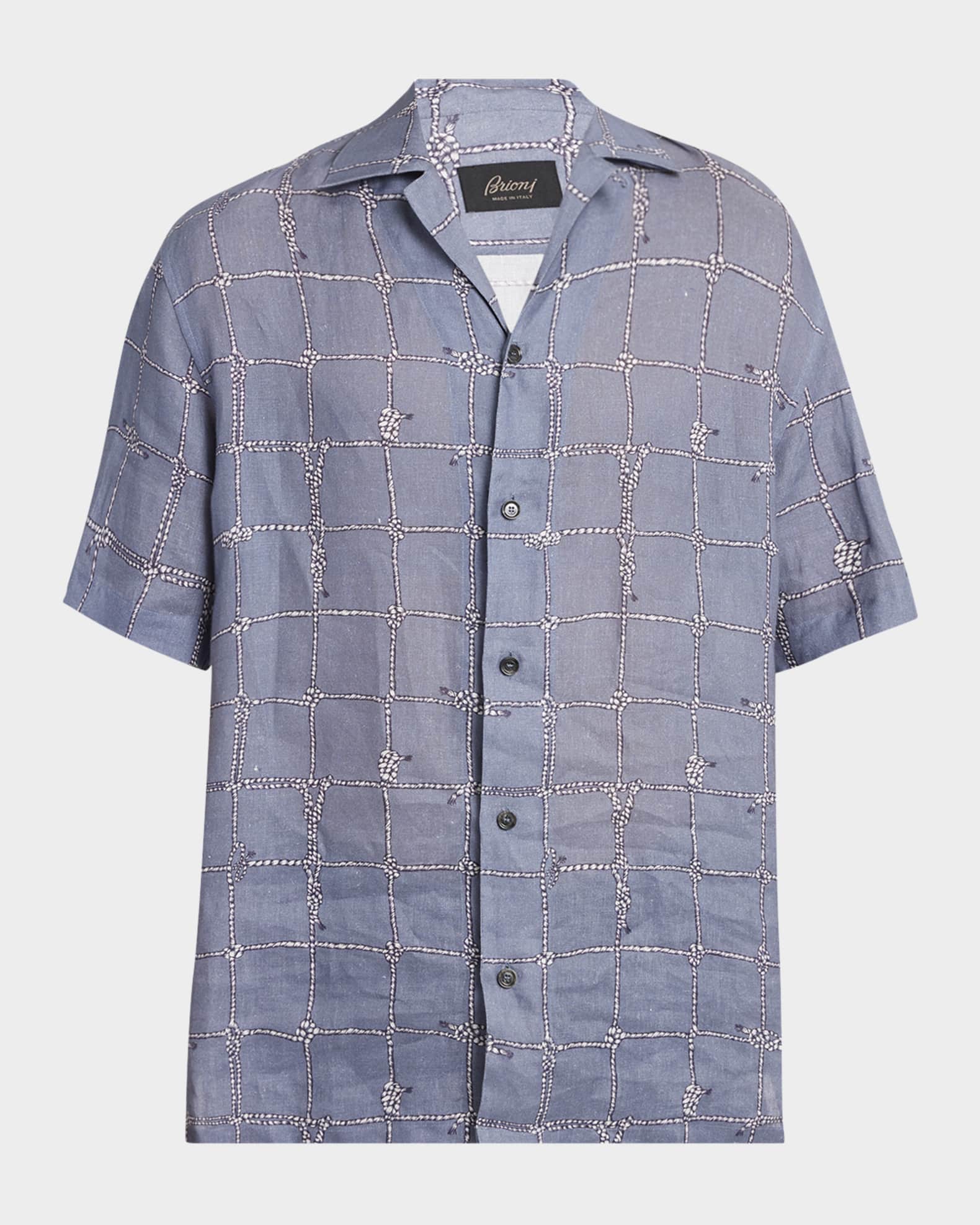 Men's Nautical Linen Camp Shirt 0