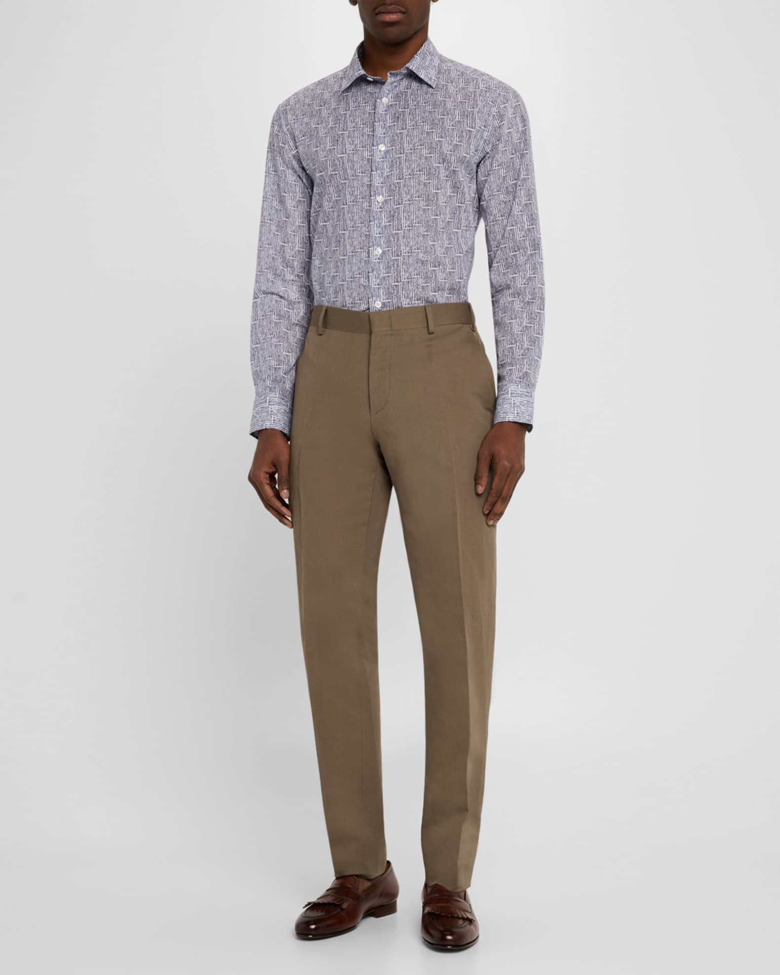 Men's Cotton Bamboo-Print Sport Shirt 1