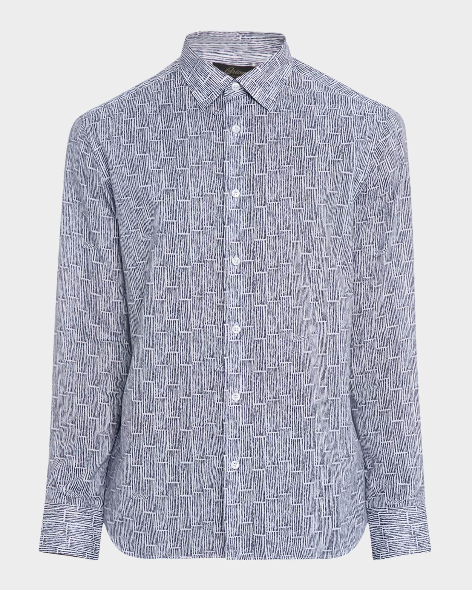 Men's Cotton Bamboo-Print Sport Shirt 0