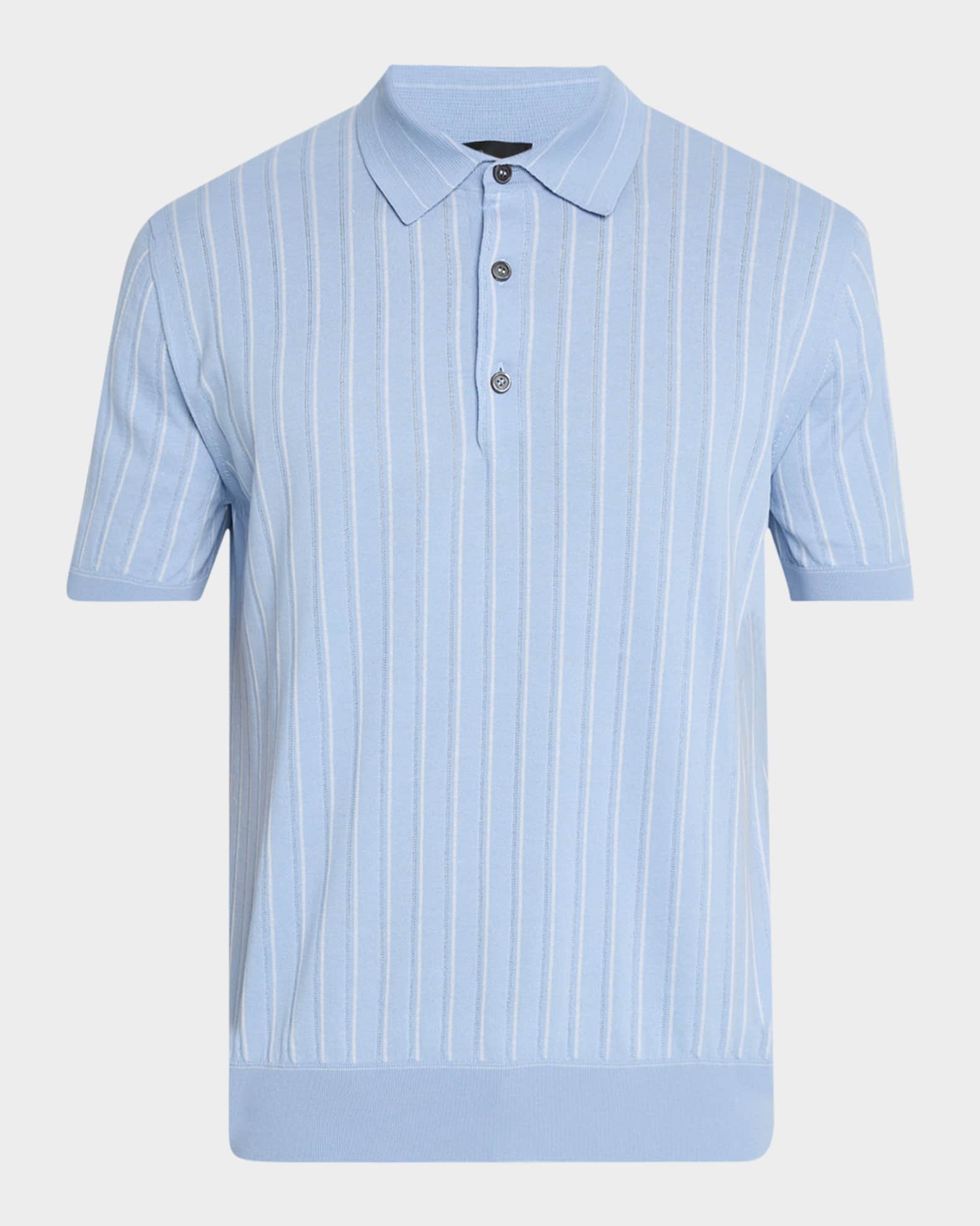 Men's Stripe Short-Sleeve Polo Sweater 0