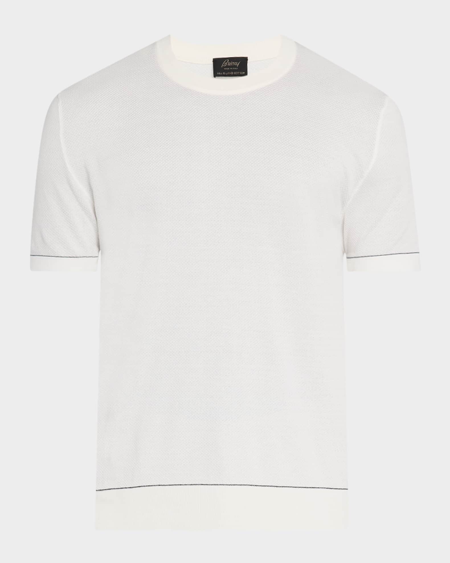 Men's Sea Island Cotton Short-Sleeve Crewneck Sweater 0