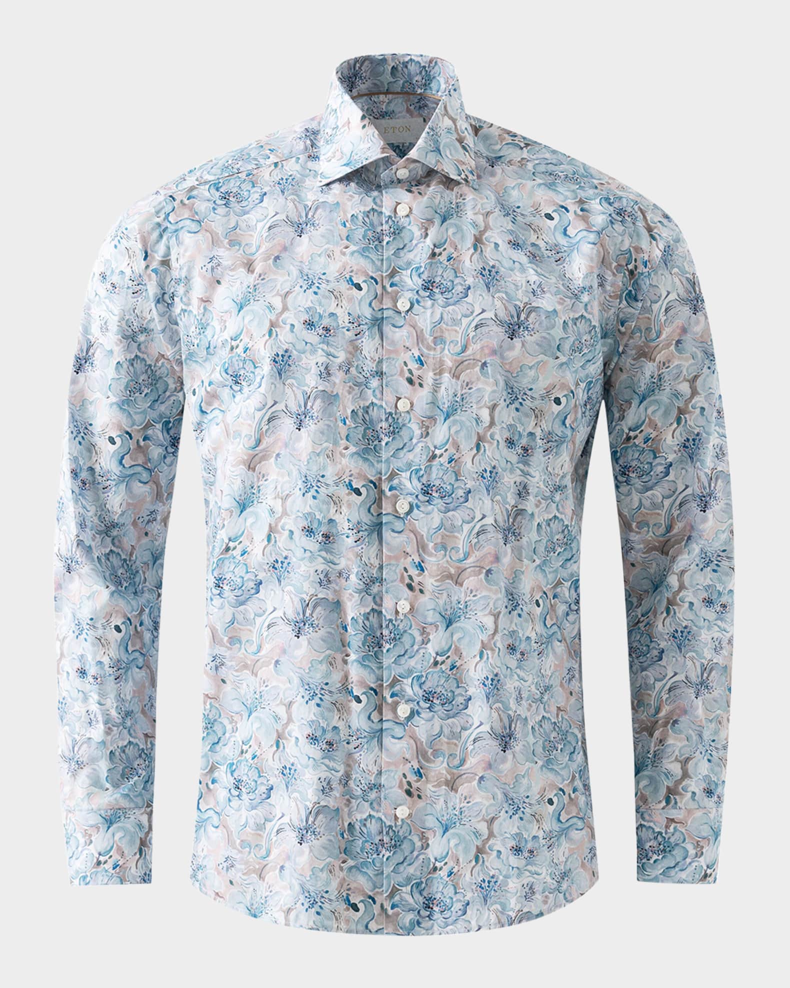 Men's Elevated Contemporary-Fit Cotton Floral Sport Shirt 0
