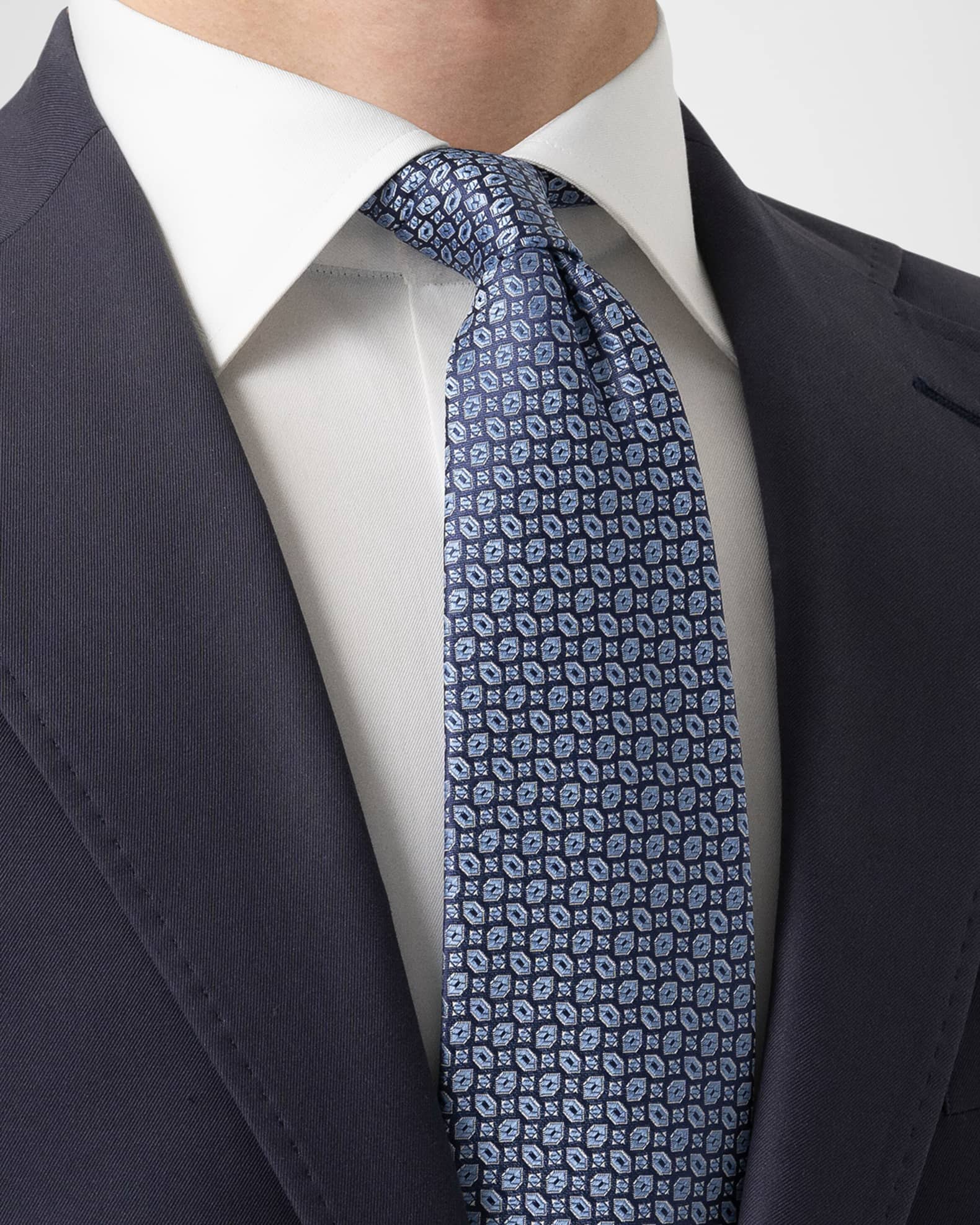 Men's Geometric Woven Silk Tie 1