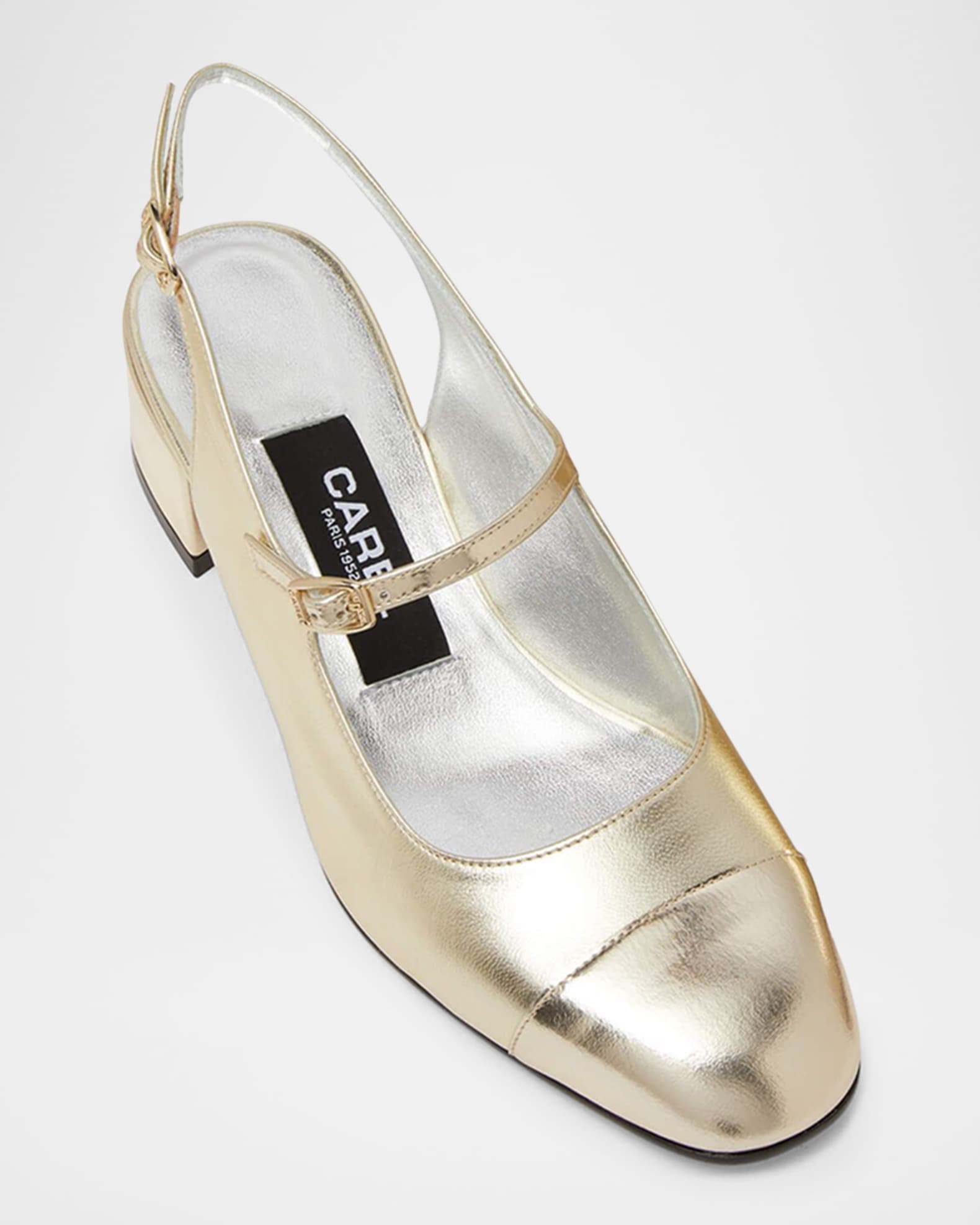 CAREL Ischia Metallic Mary Jane Ballerina Pumps | Neiman Marcus