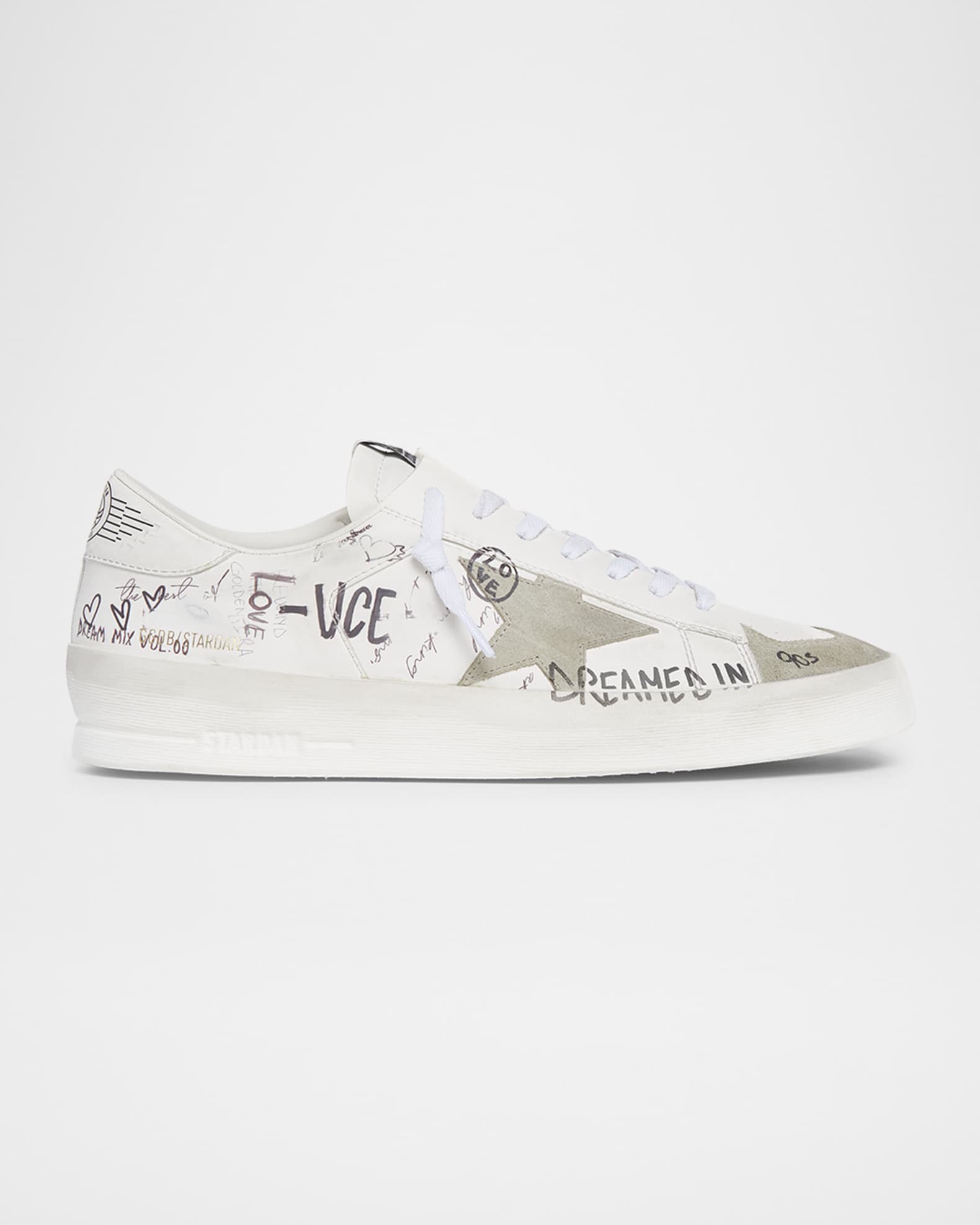 Men's Stardan Graffiti Leather Low-Top Sneakers 0