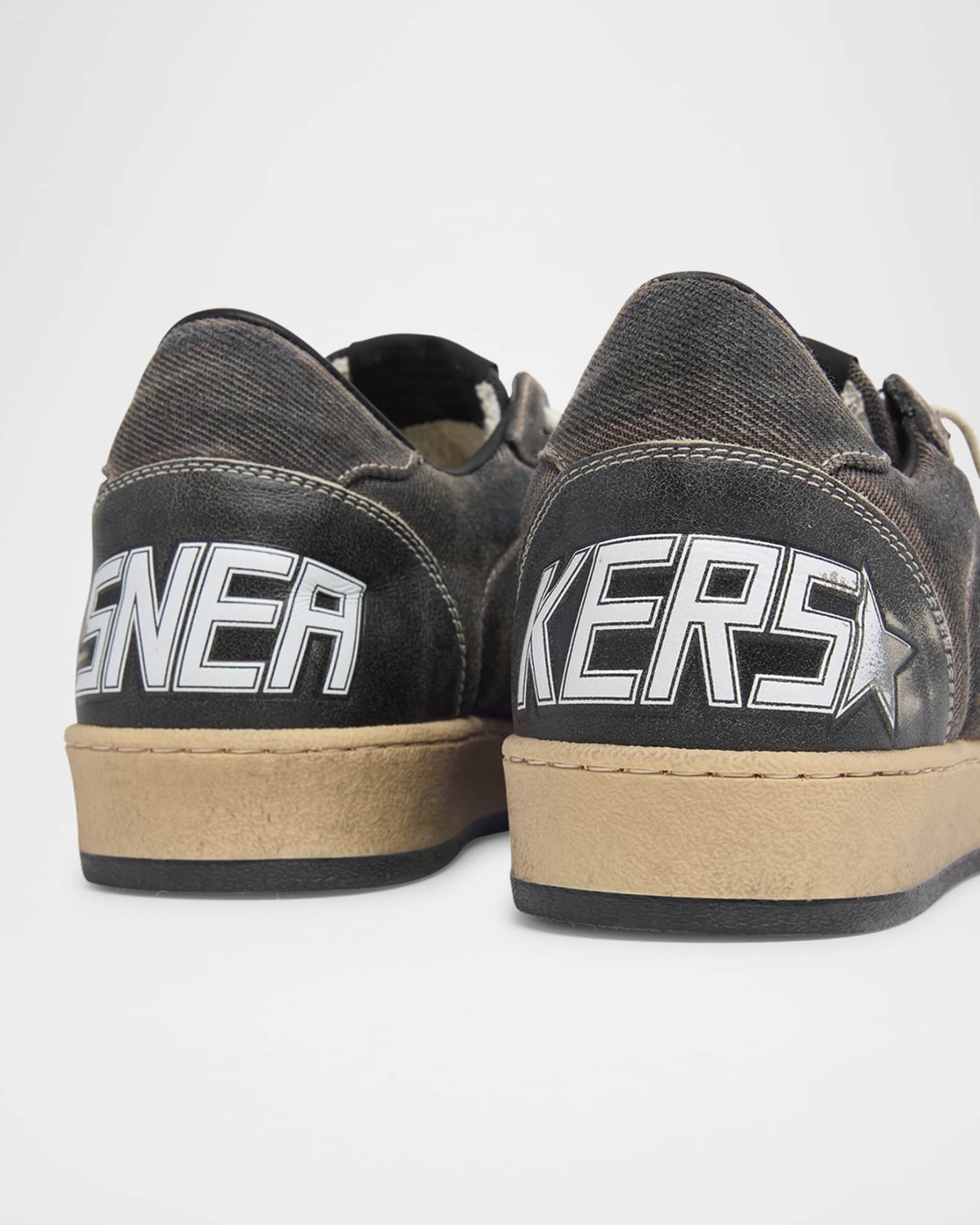 Golden Goose Men's Ball Star Denim and Leather Low-Top