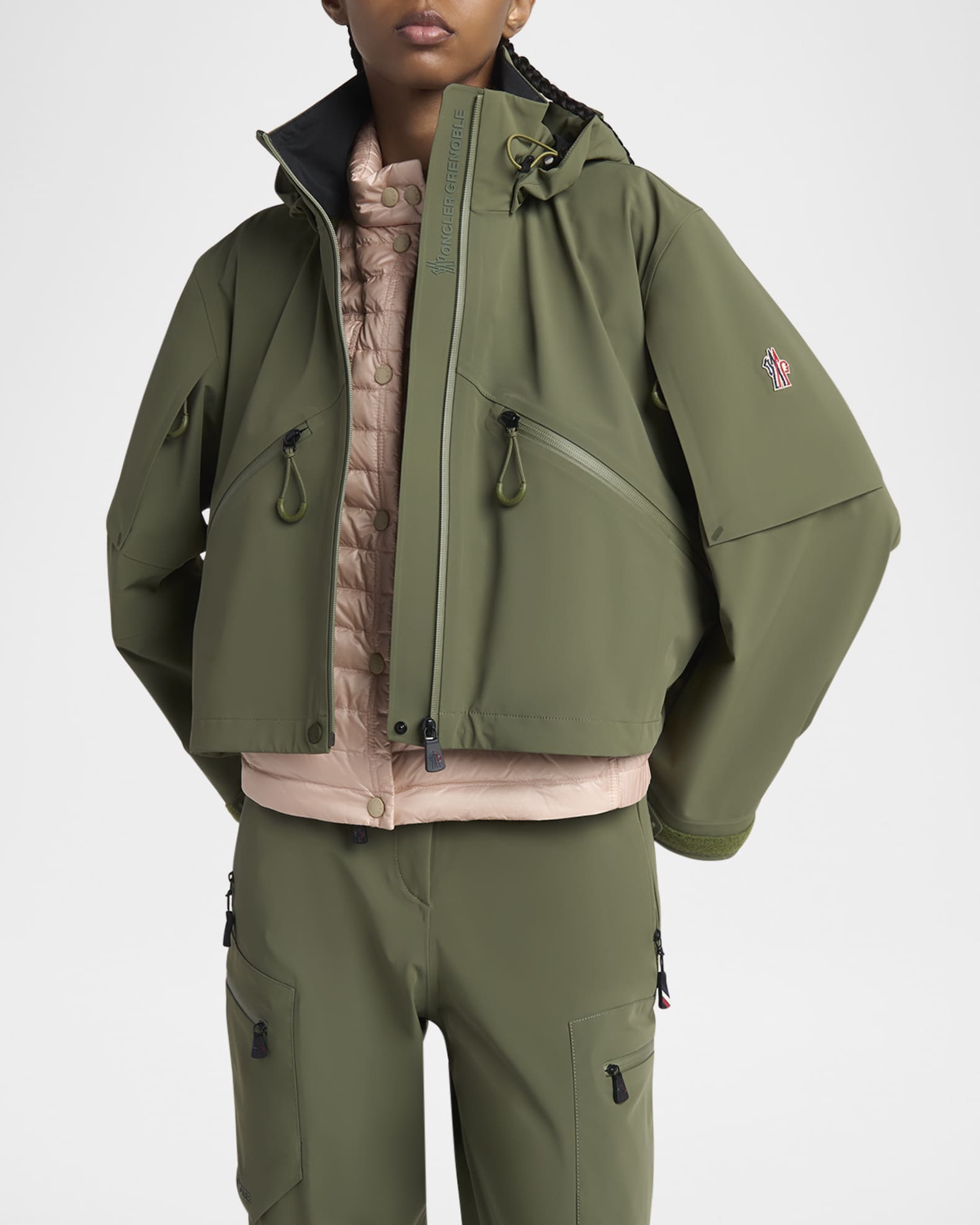 MONCLER GRENOBLE Kibira ジャケット 防風 撥水 グリーン Moncler Kibira Jacket with Snap-Off Hood | Neiman Marcus