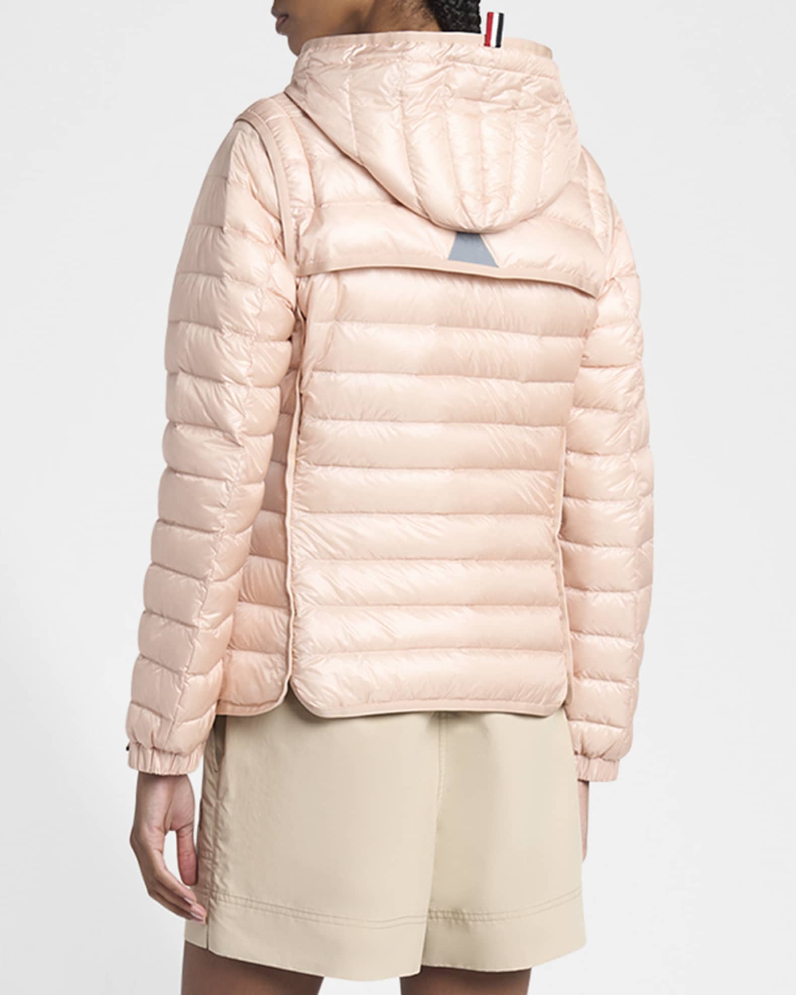 Moncler Karura Hooded Down Jacket with Zip-Off Sleeves