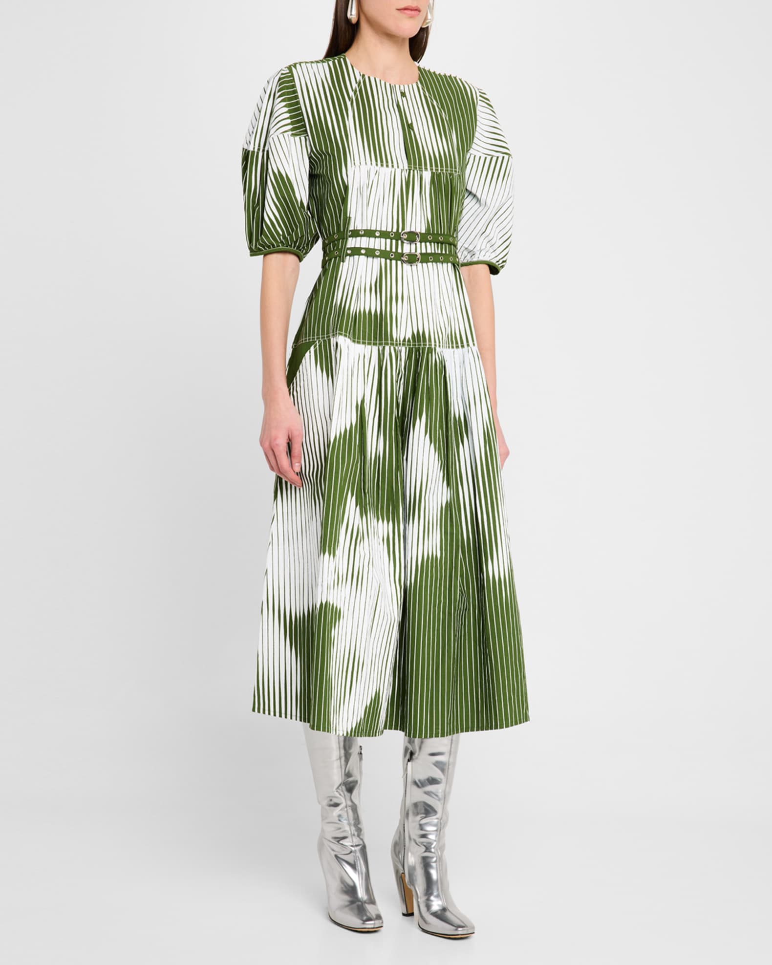 The Diana Belted Striped Cotton Midi Dress 1