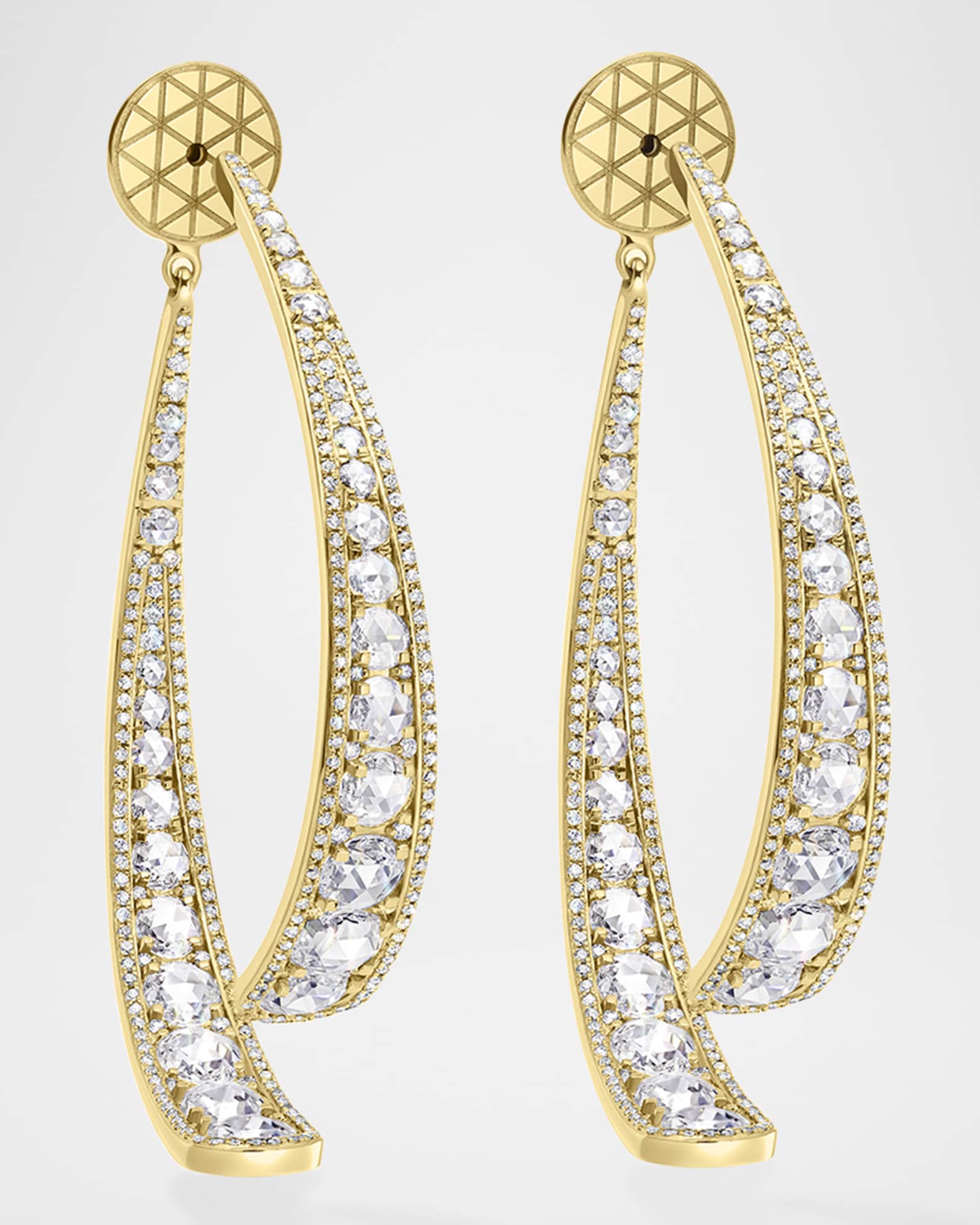 18K Yellow Gold Linear Diamond Broken Hoop Earrings, 5.00tcw 0