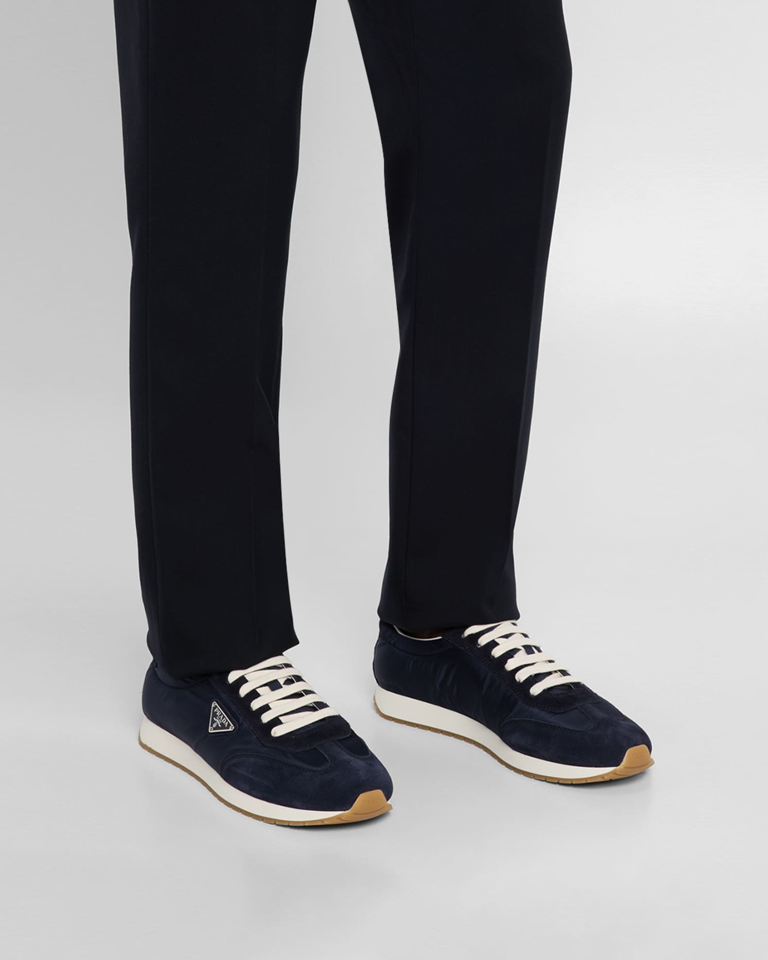 Men's Rank Nylon and Leather Low-Top Sneakers 1