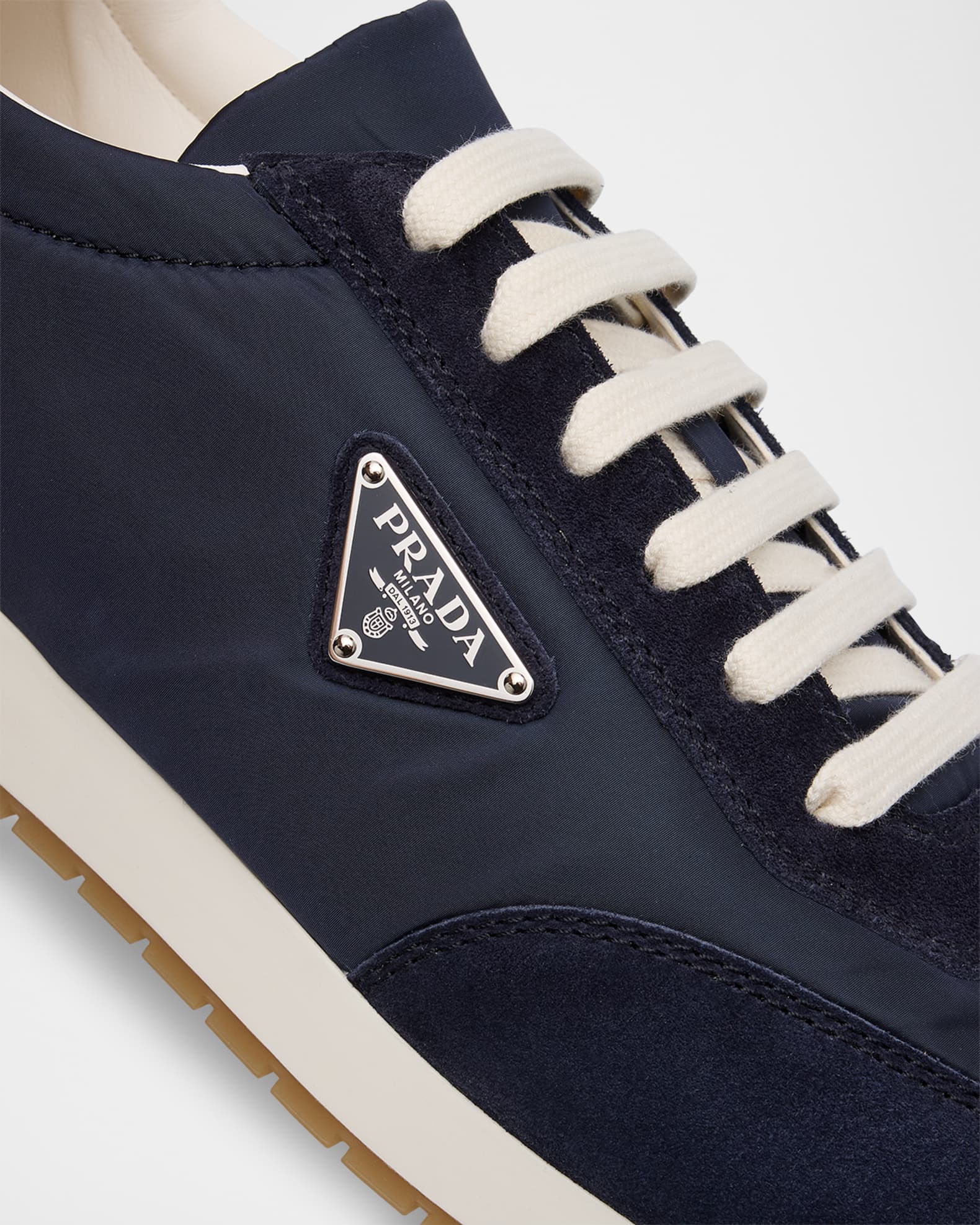 Prada Men's Rank Nylon and Leather Low-Top Sneakers | Neiman Marcus