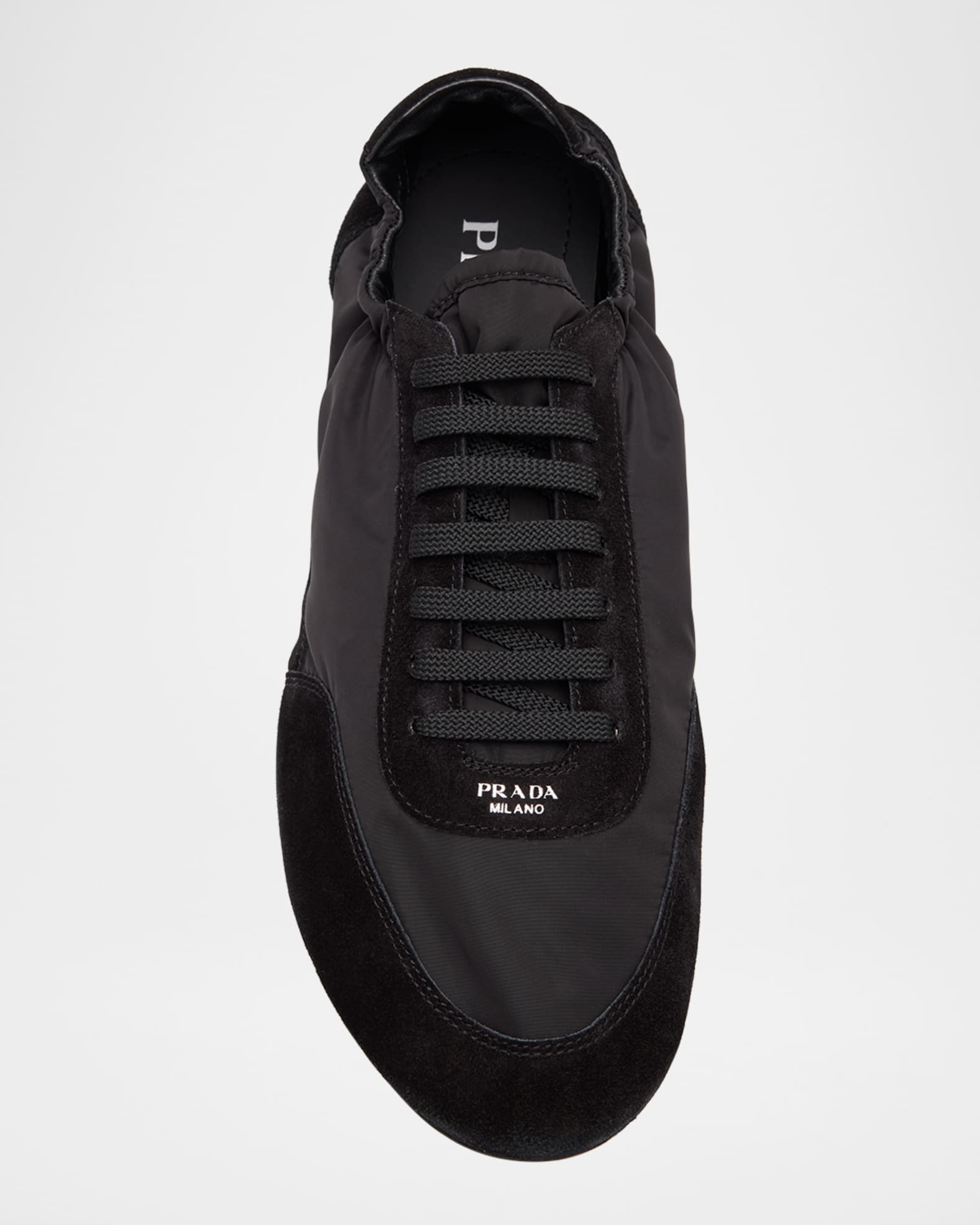 Prada Men's Collapse Nylon and Suede Low-Top Sneakers