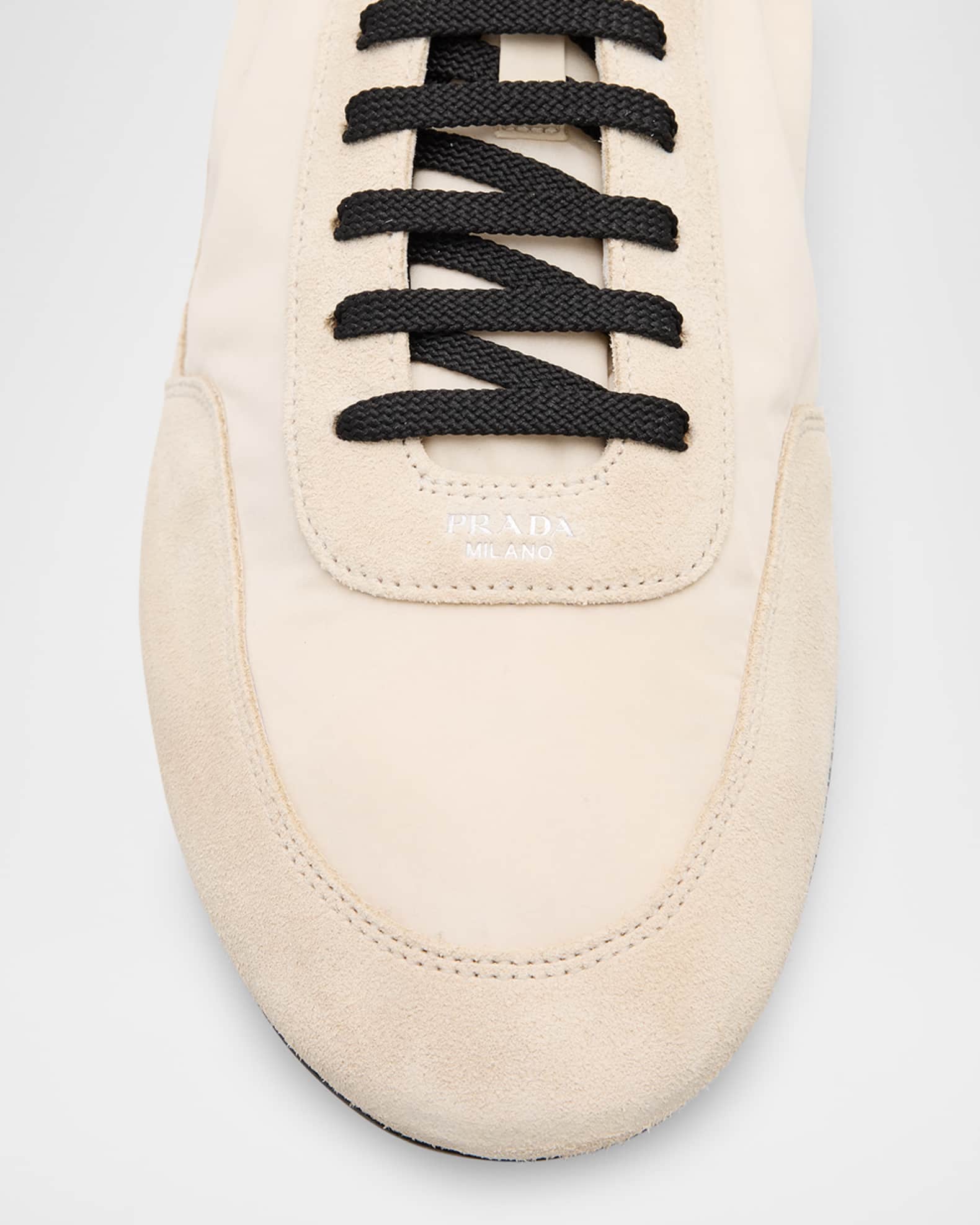 Prada Men's Collapse Nylon and Suede Low-Top Sneakers