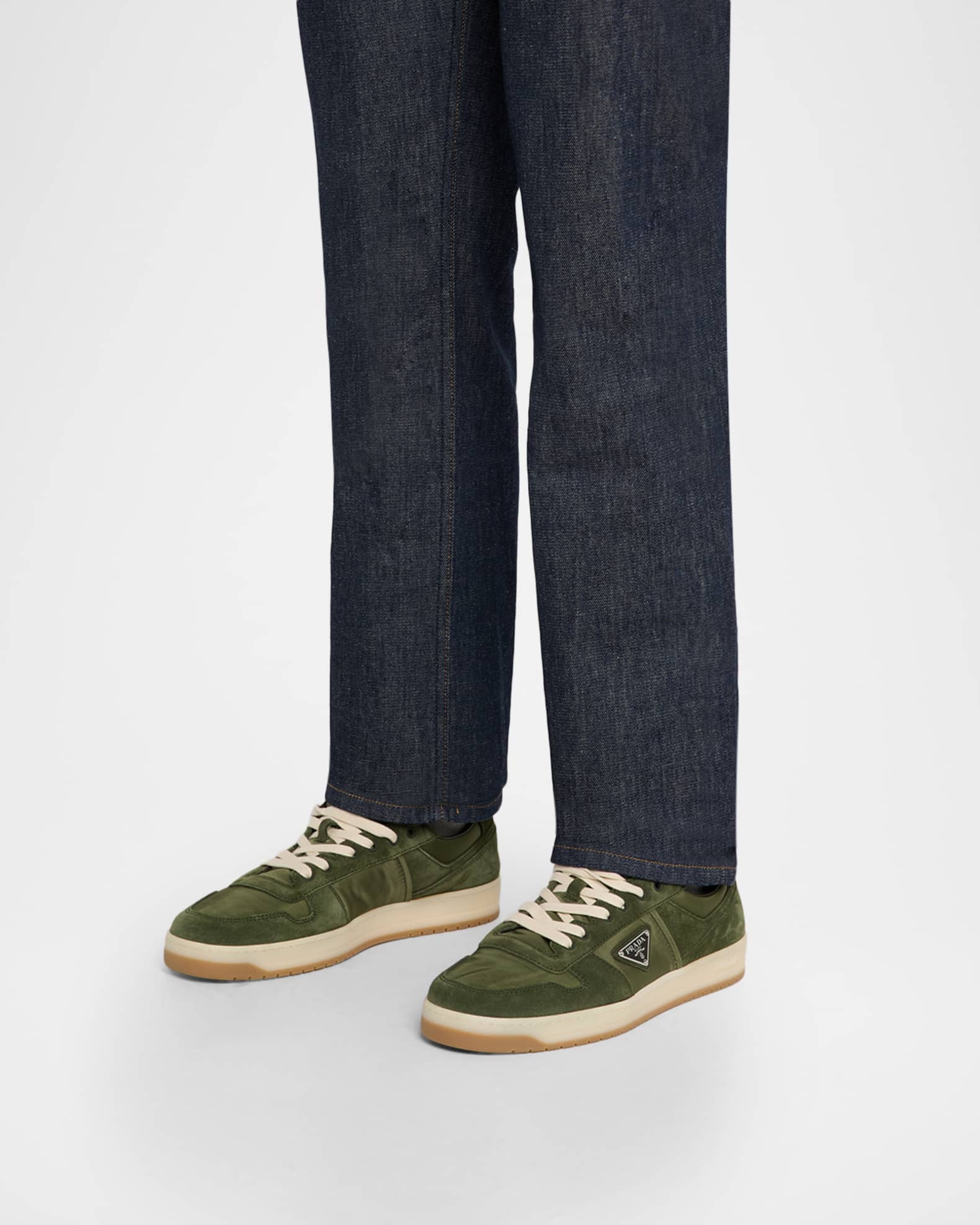 Prada Men's Downtown Nylon and Suede Low-Top Sneakers