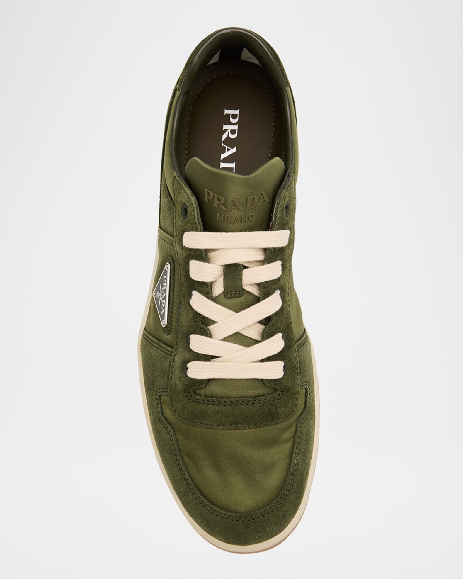 Prada Men's Downtown Nylon and Suede Low-Top Sneakers