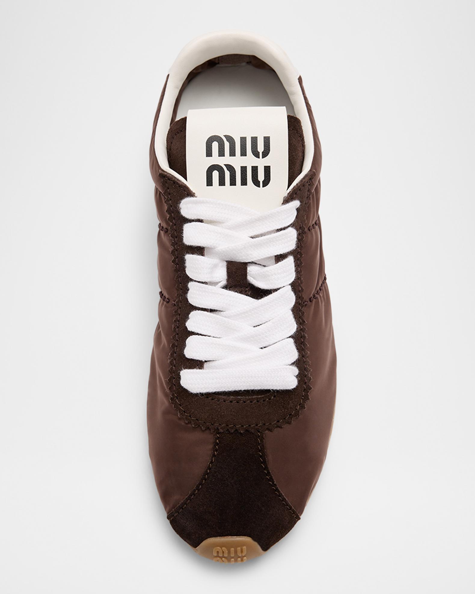 Miu Miu Low-Top Nylon & Suede Sneakers | Neiman Marcus