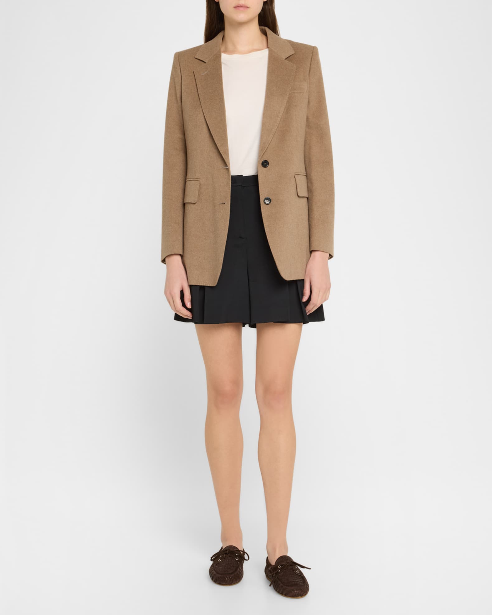 Miu Miu Bow Woven Suede & Leather Boat Shoes | Neiman Marcus