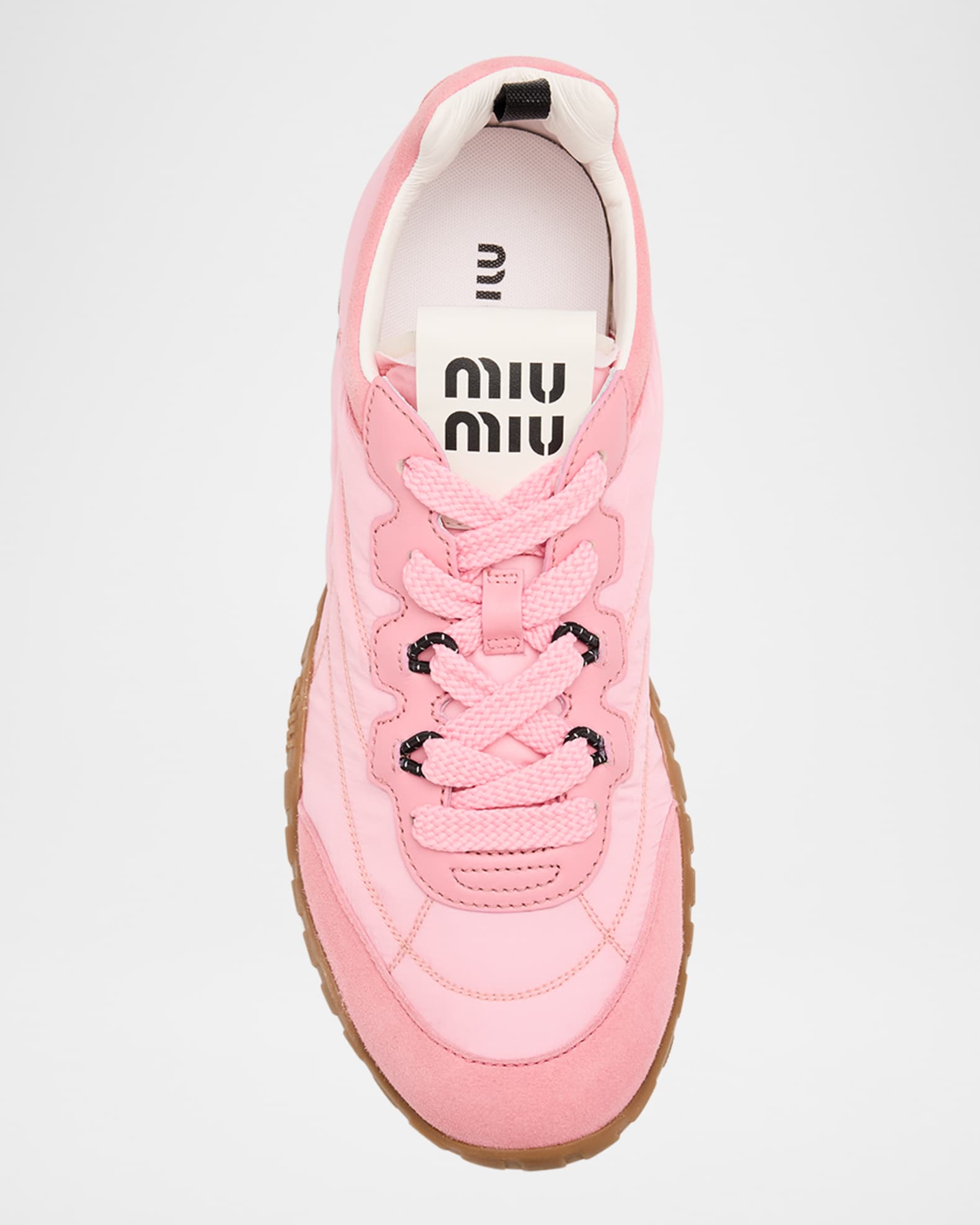 靴 miaiyu Miu Miu Low-Top Nylon & Leather Sneakers | Neiman Marcus