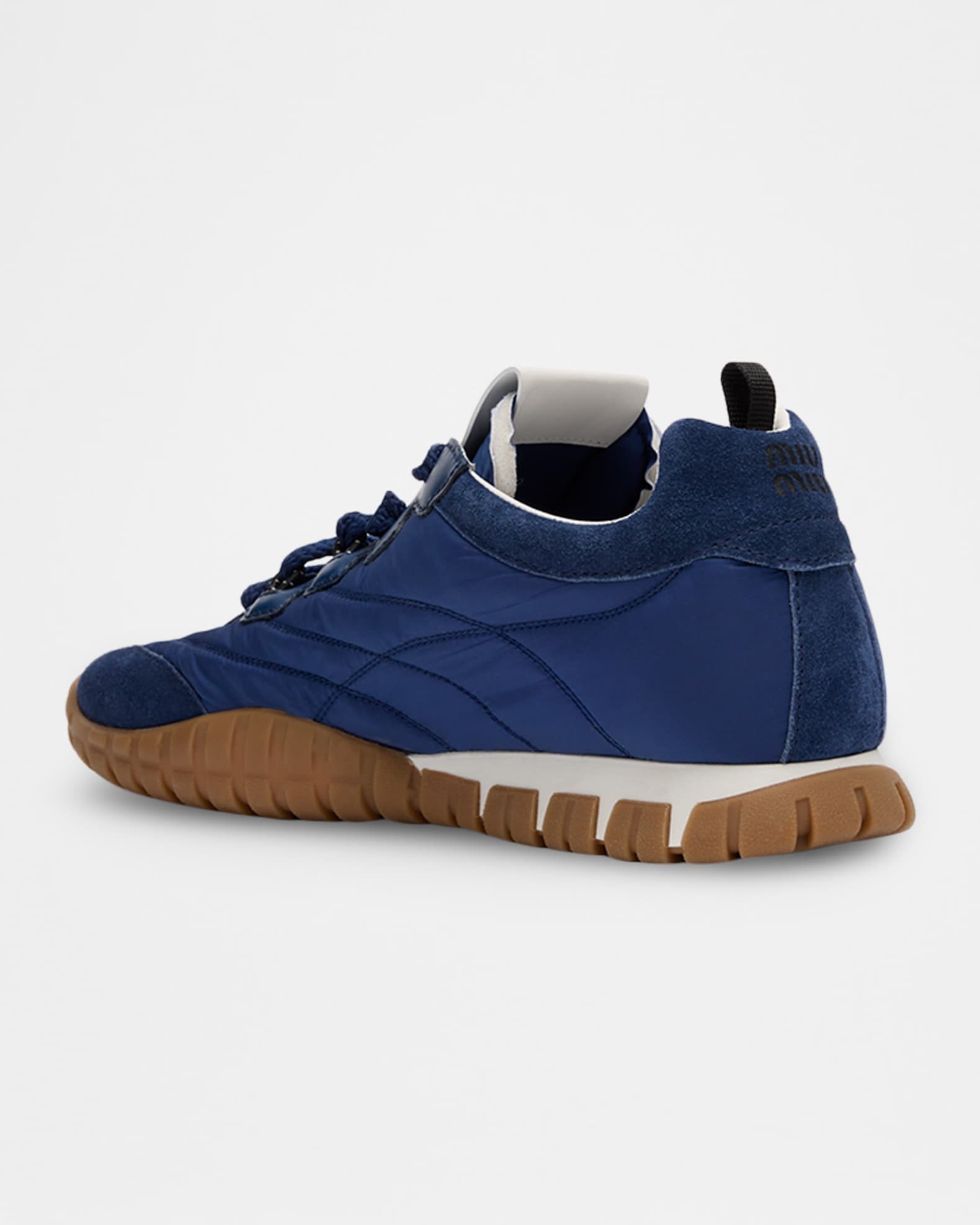 まいむ Miu Miu Low-Top Nylon & Leather Sneakers | Neiman Marcus