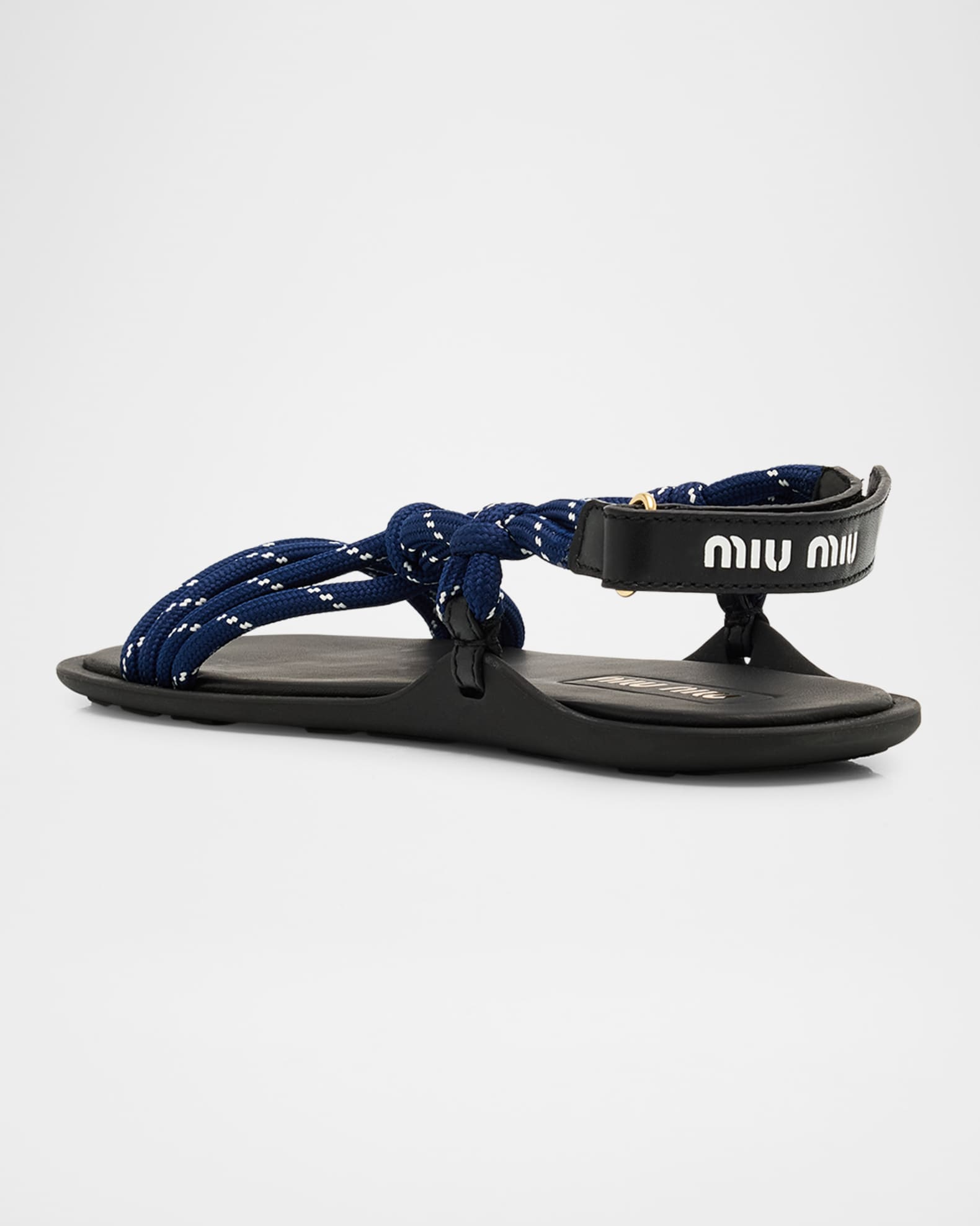 サンダル・ミュール MIU MIU CORD THONG SANDALS WITH CRYSTALS Miu Miu Black Cord Crystal Embellished Thong Sandals Size 37