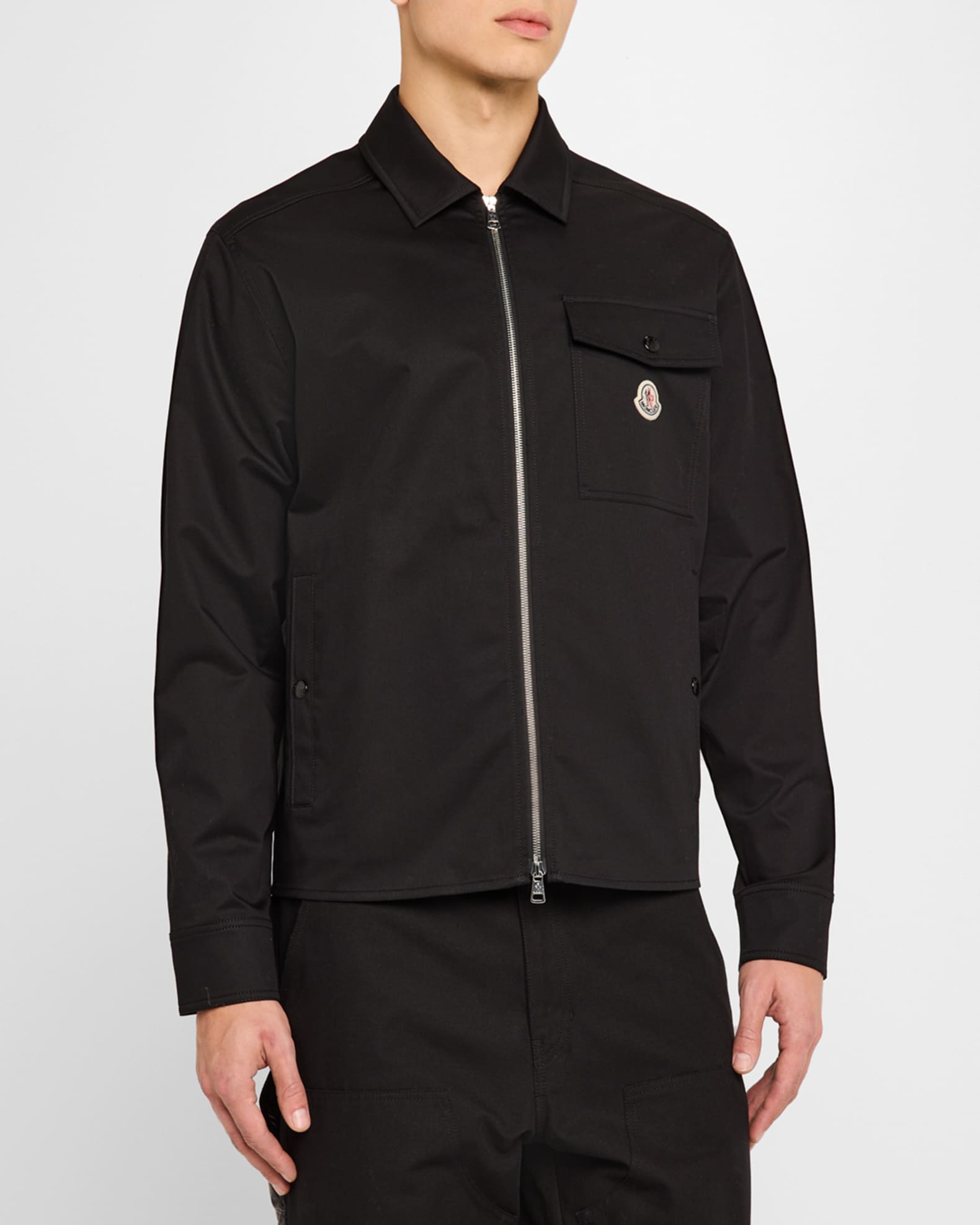 Moncler Men's Full-Zip Twill Overshirt | Neiman Marcus